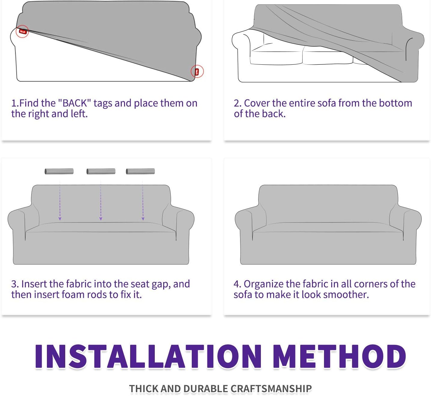 ZNSAYOTX Super Stretch Couch Cover Universal Fit for 3 Cushion Couch