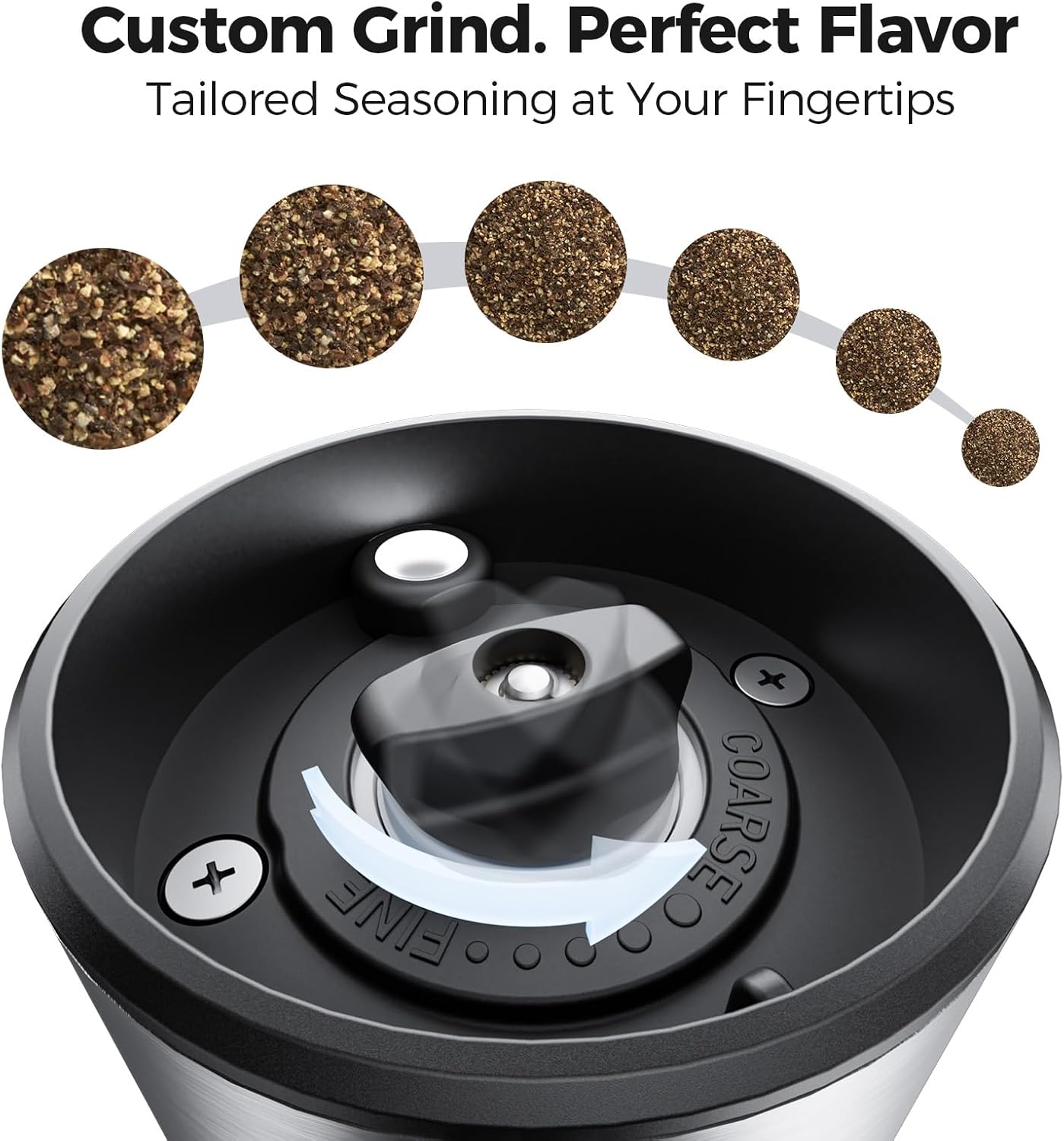 Larger Electric Salt and Pepper Grinder Set with Rechargeable Battery and Adjustable Coarseness