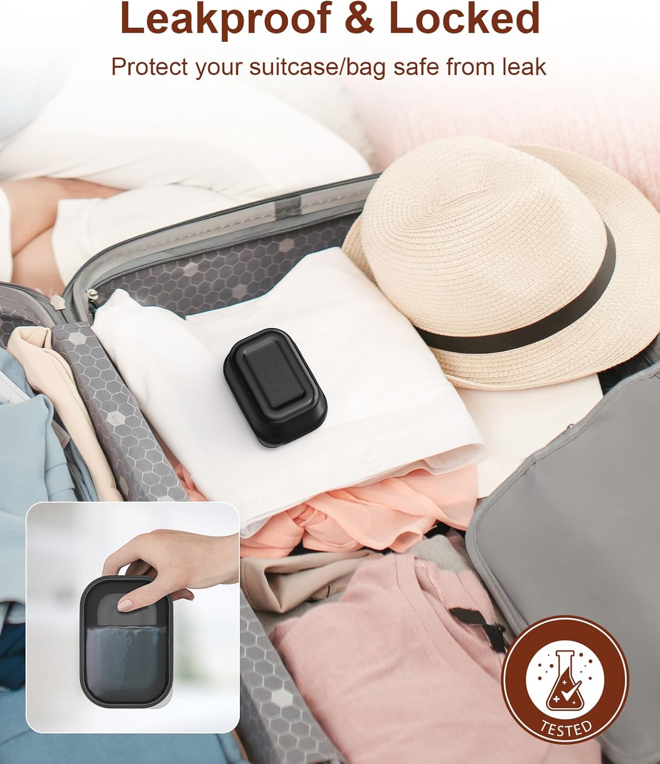 Quatish Leakproof Soap Dish with Lid and Draining Layer
