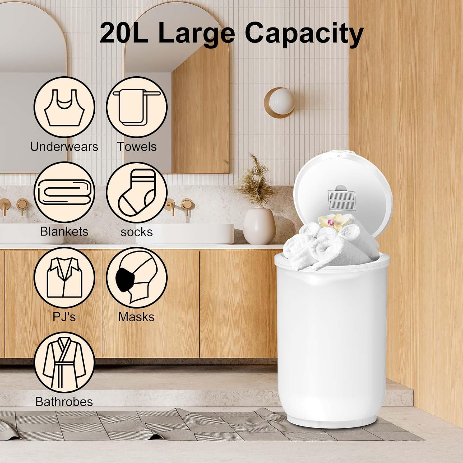 Trydow Ultra Large Capacity Towel Warmer Bucket with Timer and Digital Display