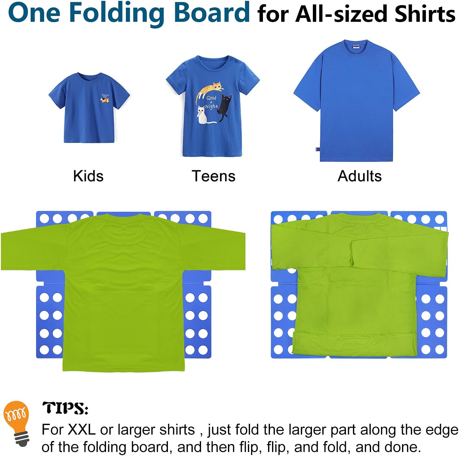 T-Shirt Folder Clothes Folding Board Plastic Laundry Organizer Blue