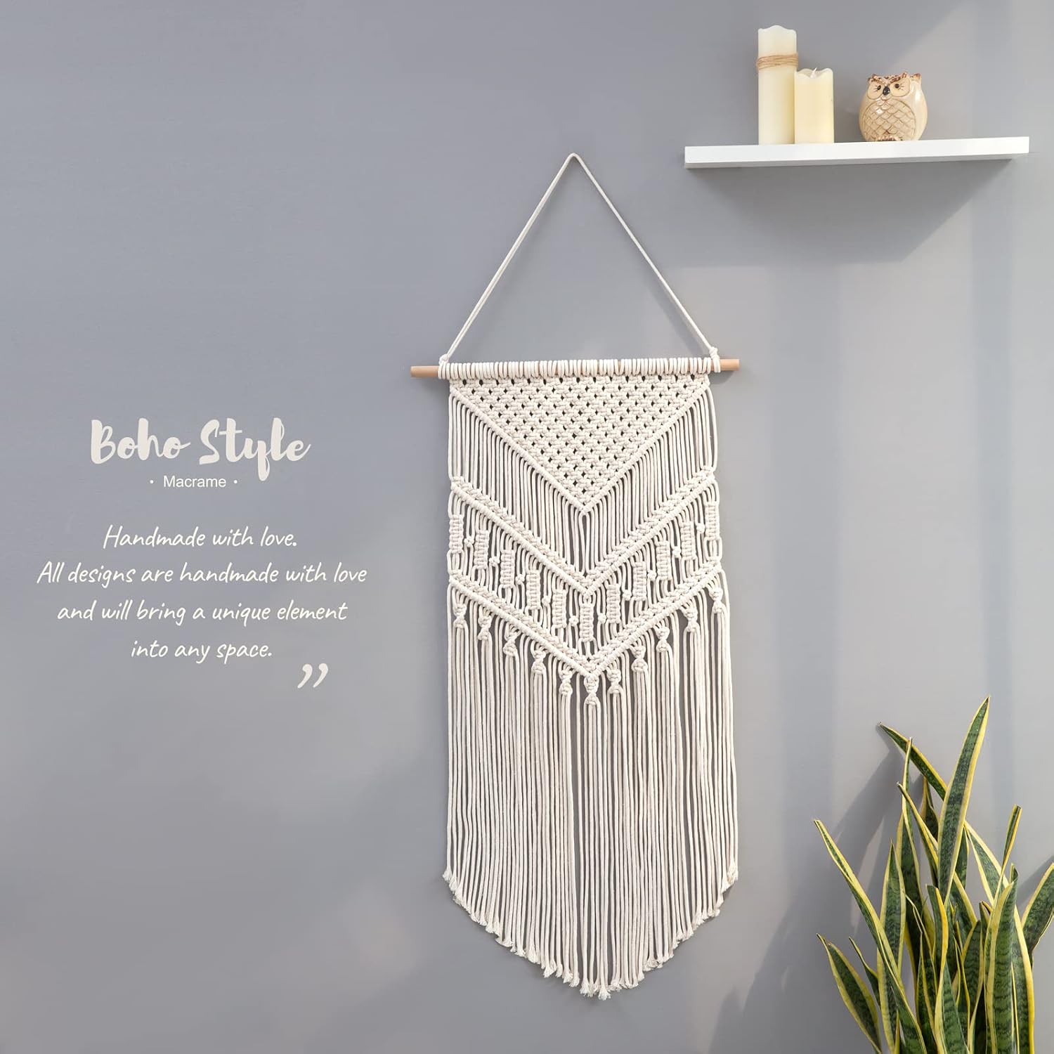 Mkono Macrame Wall Hanging Decor 17x33 Inches