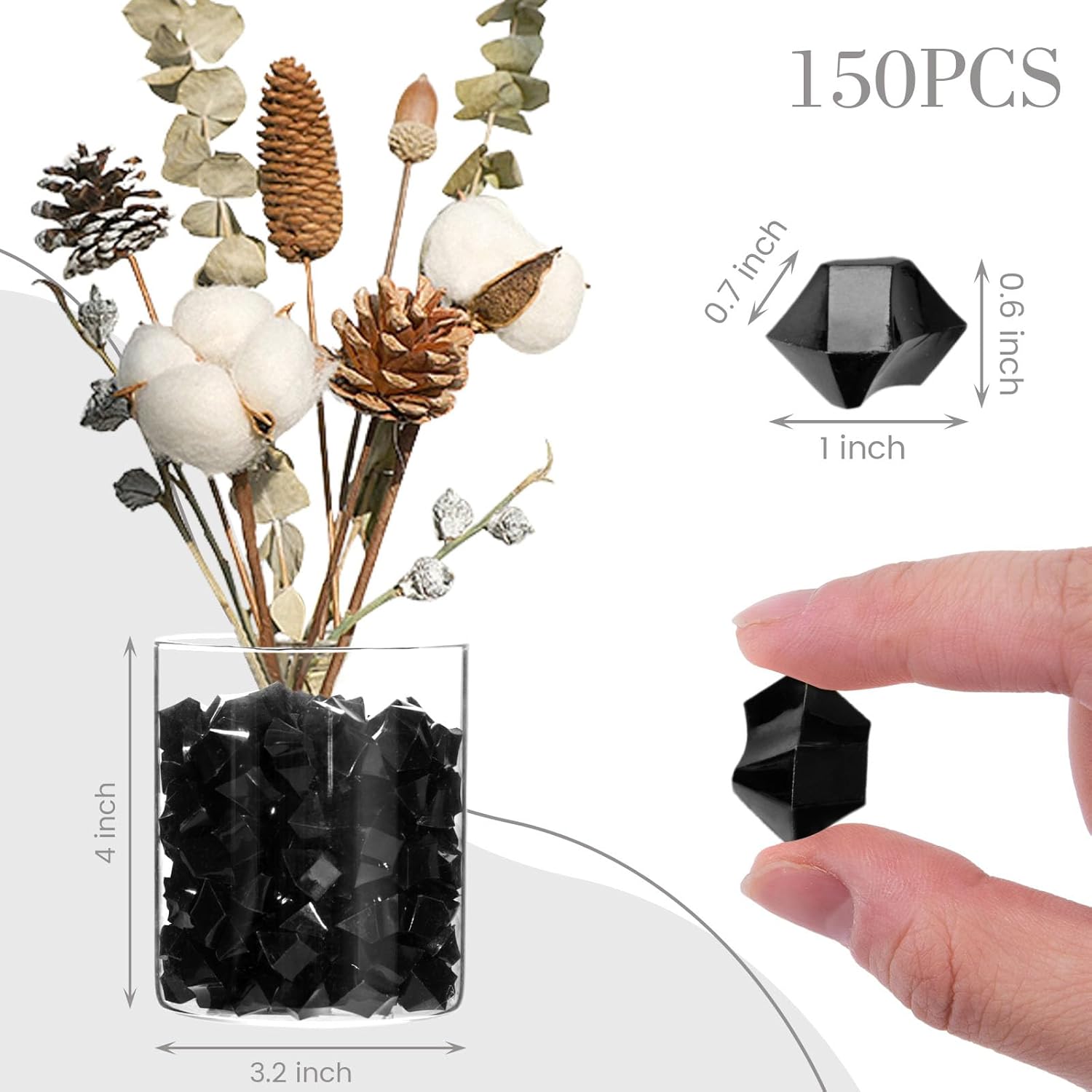 DomeStar Black Acrylic Ice Rocks 150PCS
