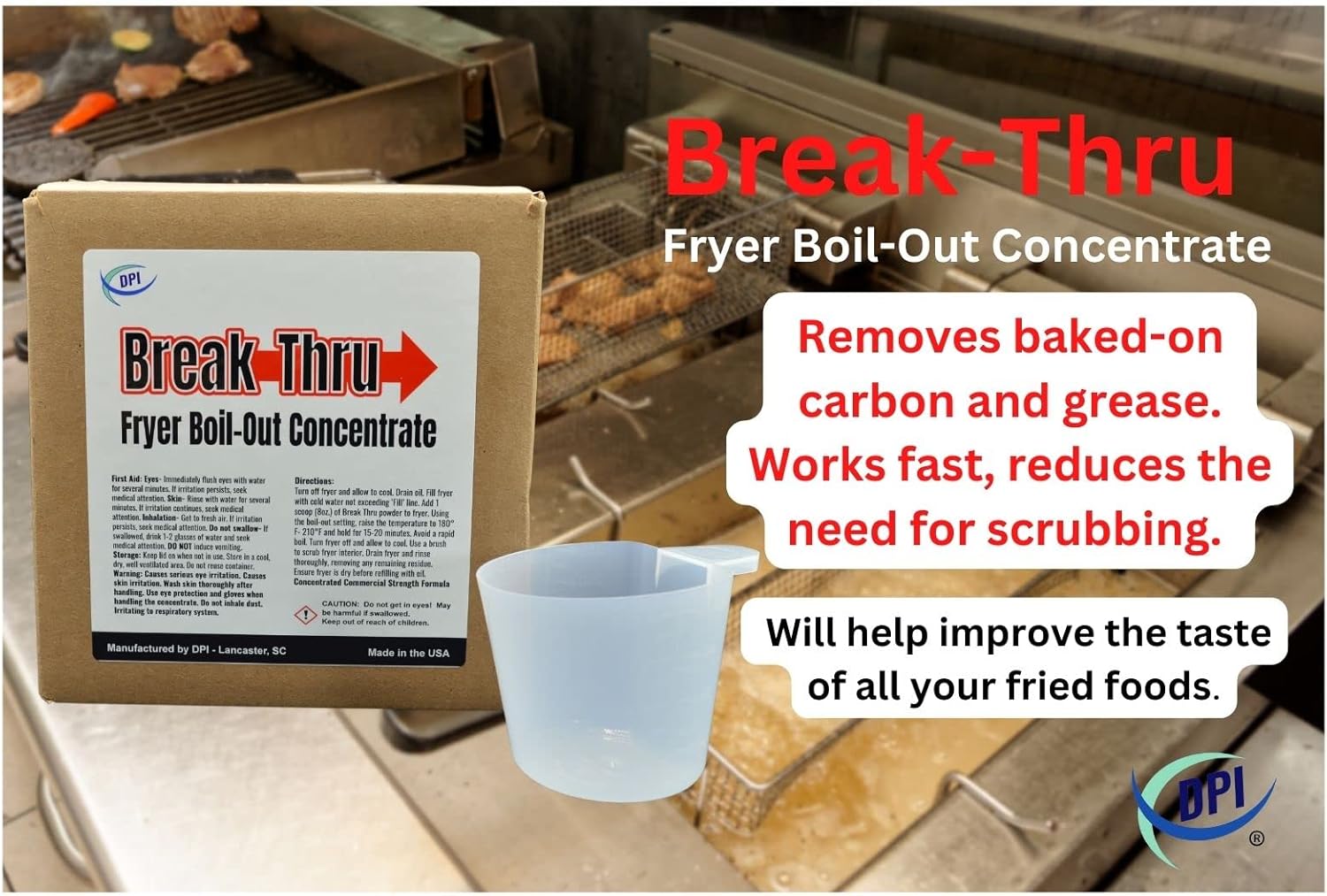 DPI Break Thru Fryer Cleaner Powder Concentrate for Deep Fryers