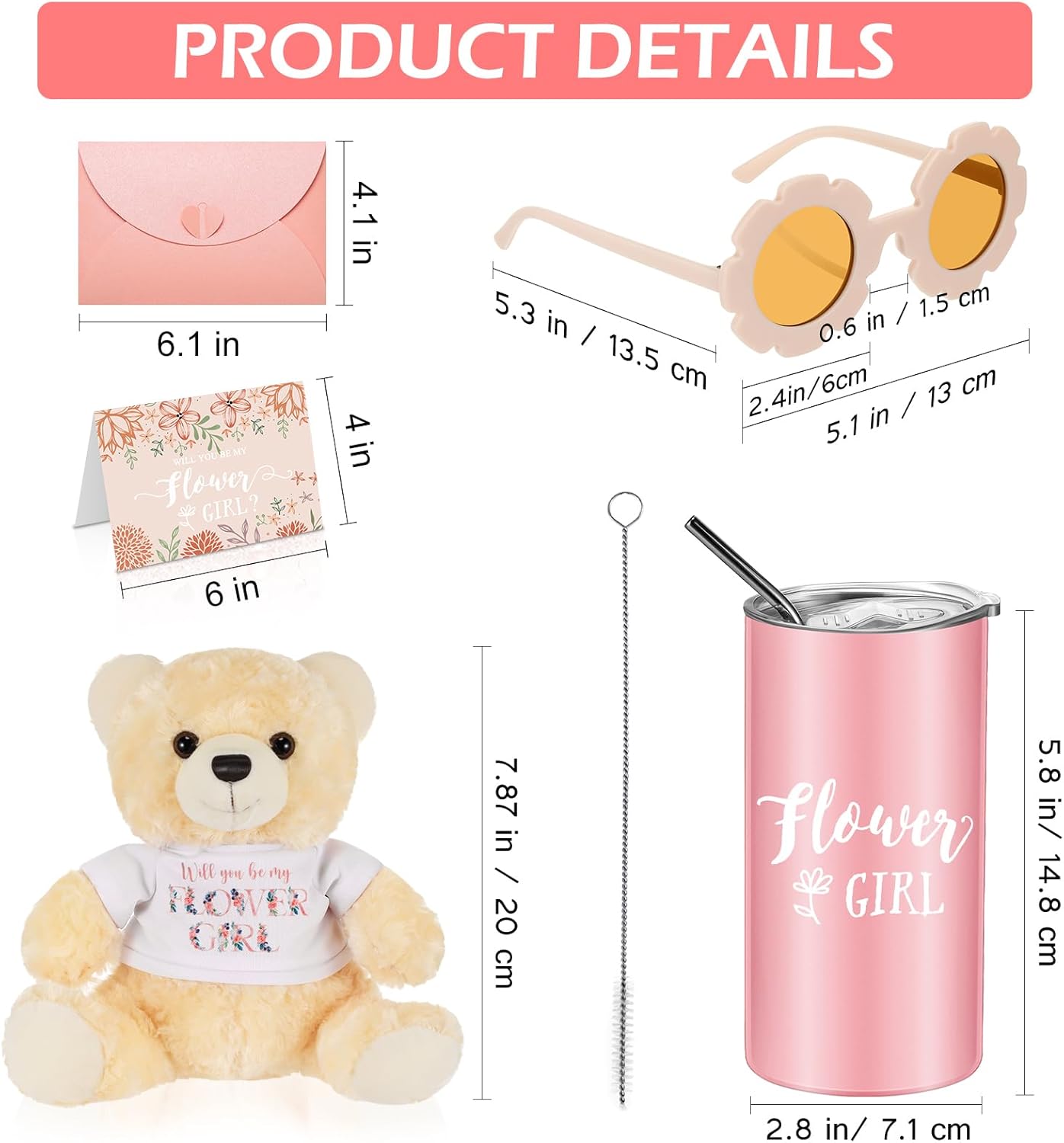 Woanger 5 Pcs Flower Girl Proposal Gifts Set