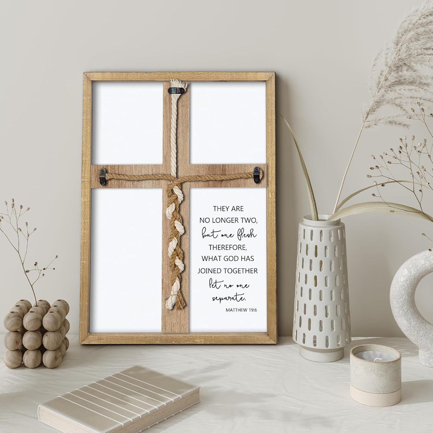 Matthew 196 Unity Cross Wedding Sign 15x10 Wood