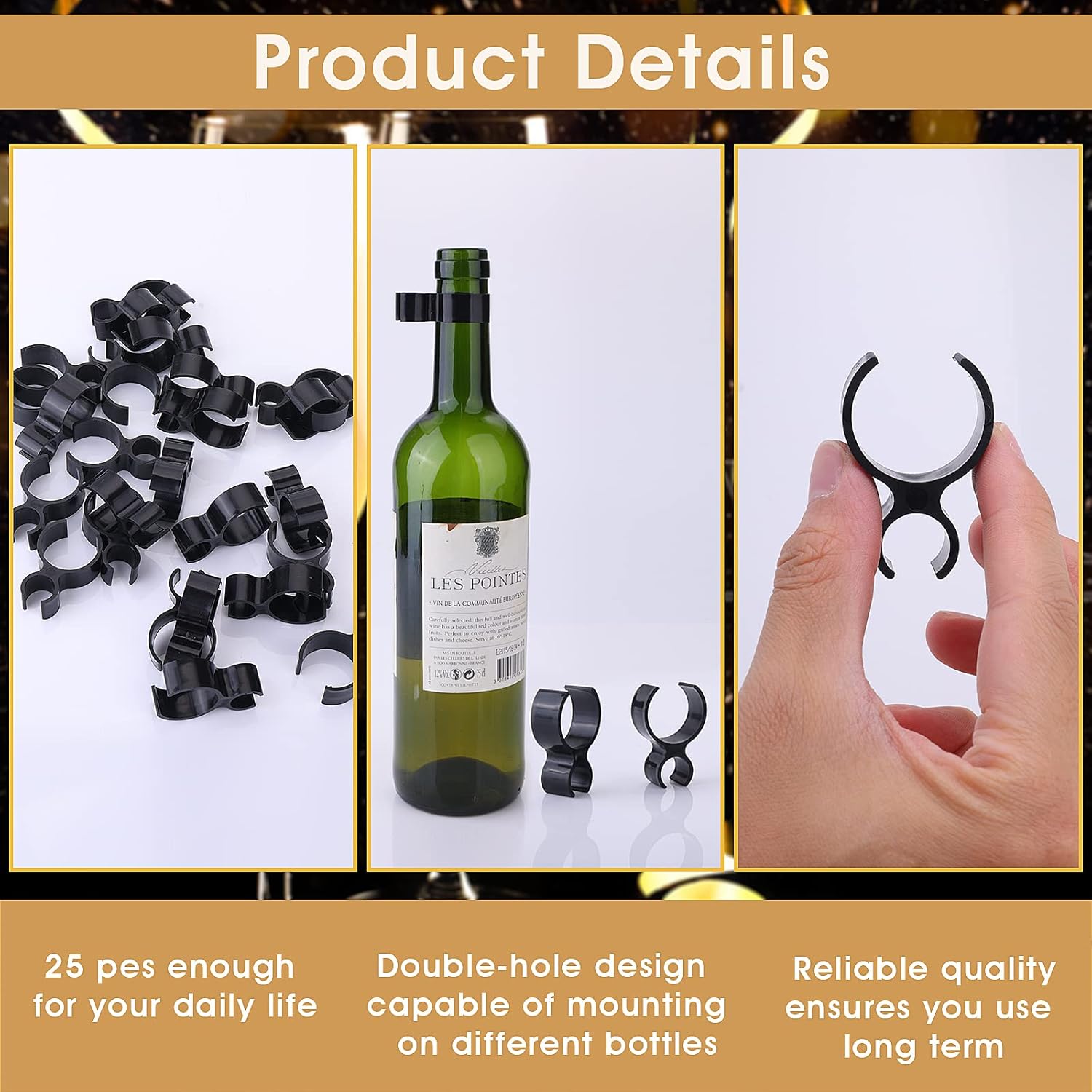 25 Piece Champagne Bottle Clips for Sparklers and Wine Safety Holders