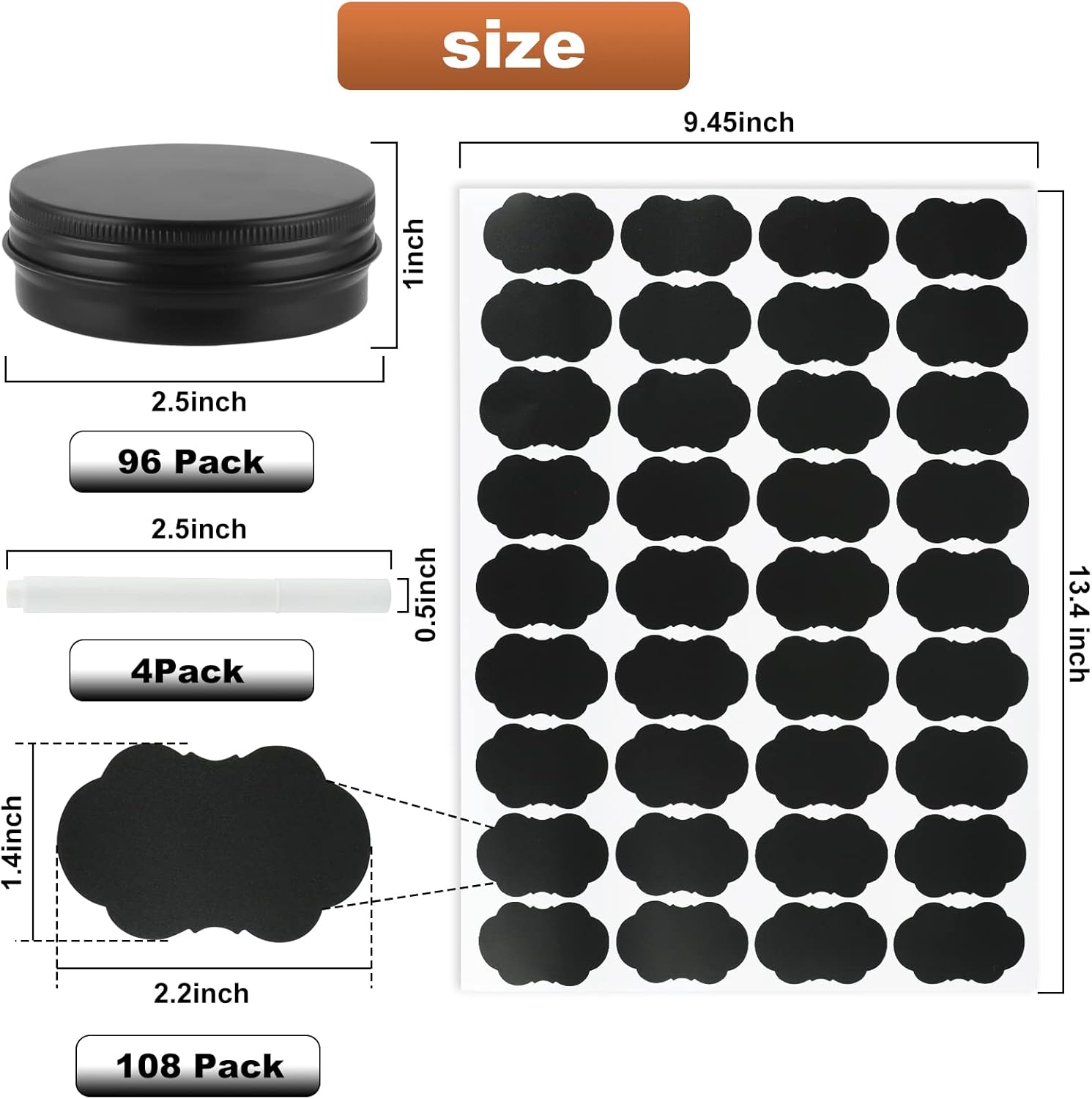 96 Pack Round Cans with Screw Lid 2 Oz Aluminum Food Containers