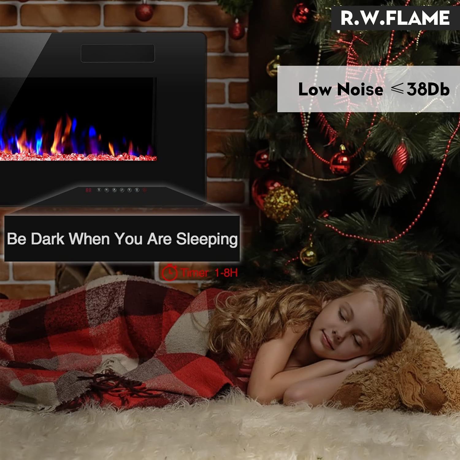 RWFLAME 50 Inch Electric Fireplace with Touch Screen and Remote Control