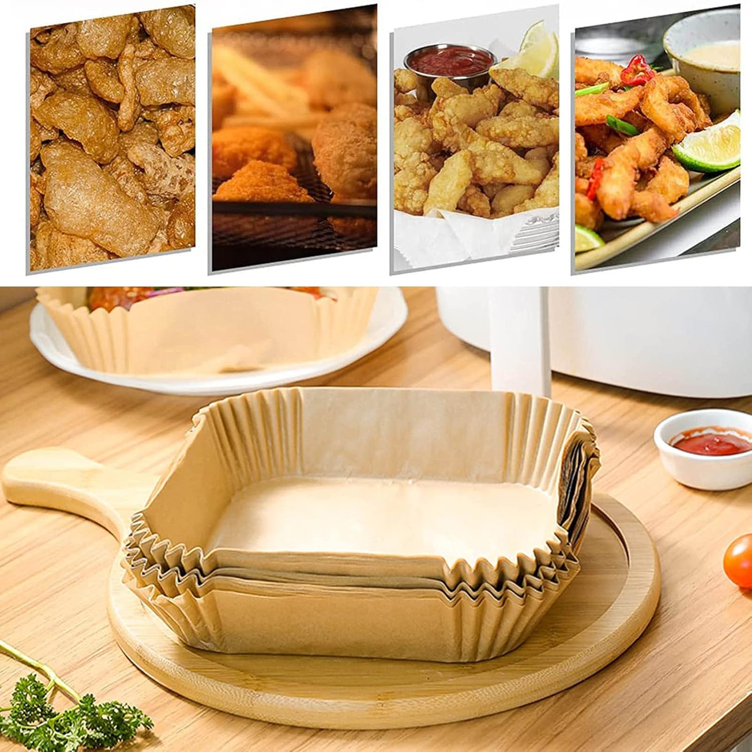 VESNIBA Disposable Non-Stick Air Fryer Paper Liner 10 Sheets 16x16cm