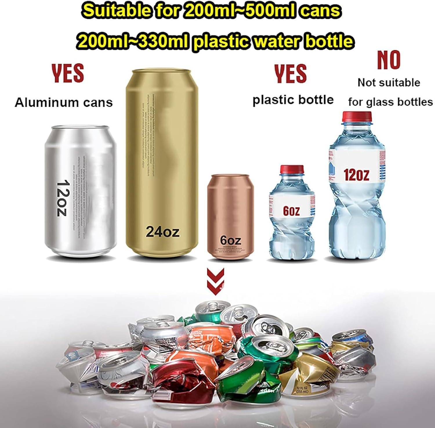 12 16oz Electric Metal Can Crusher with Bottle Opener