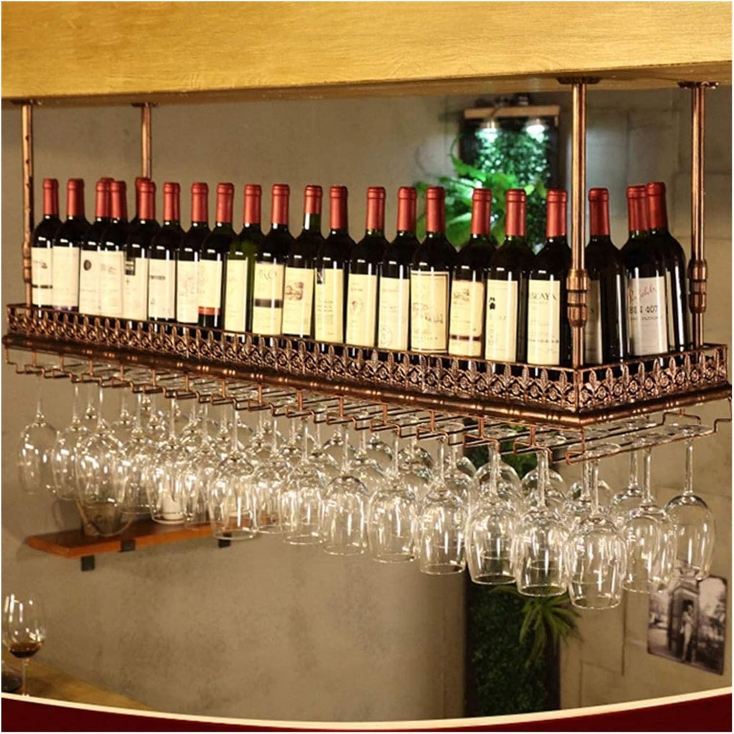 ALDEPO Wall-Mounted Wine Glass Holder Rack Organizer