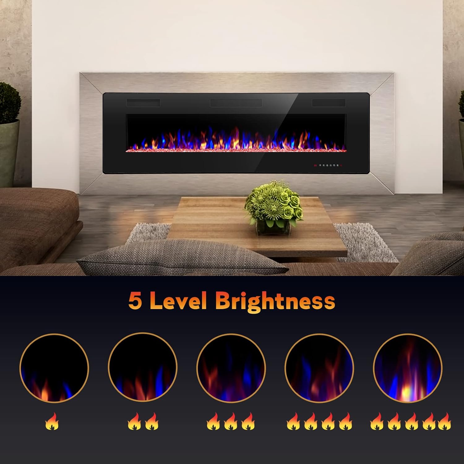 RWFLAME 50 Inch Electric Fireplace with Touch Screen and Remote Control