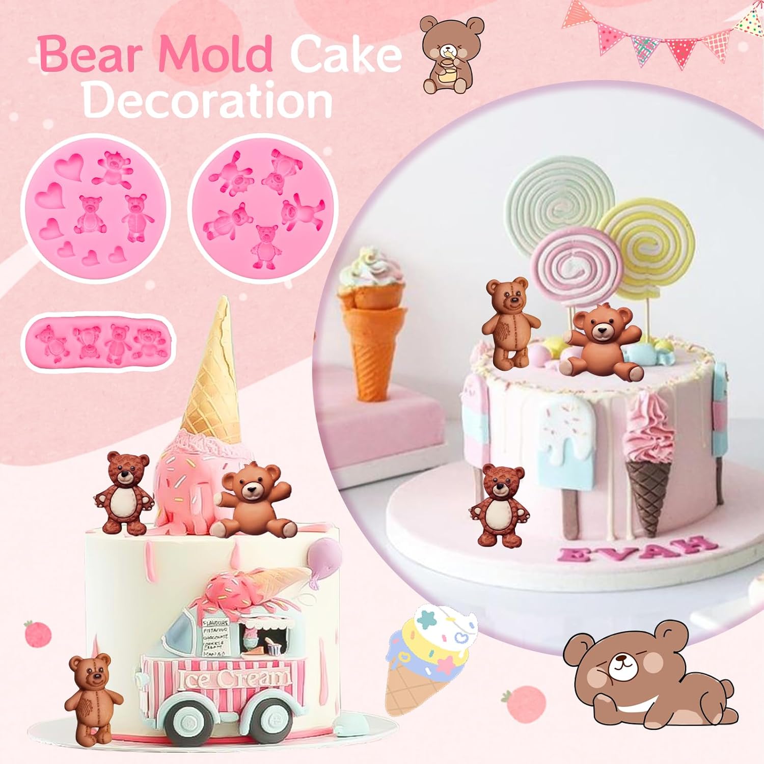 MEMOVAN Bear Silicone Fondant Mold 3pcs