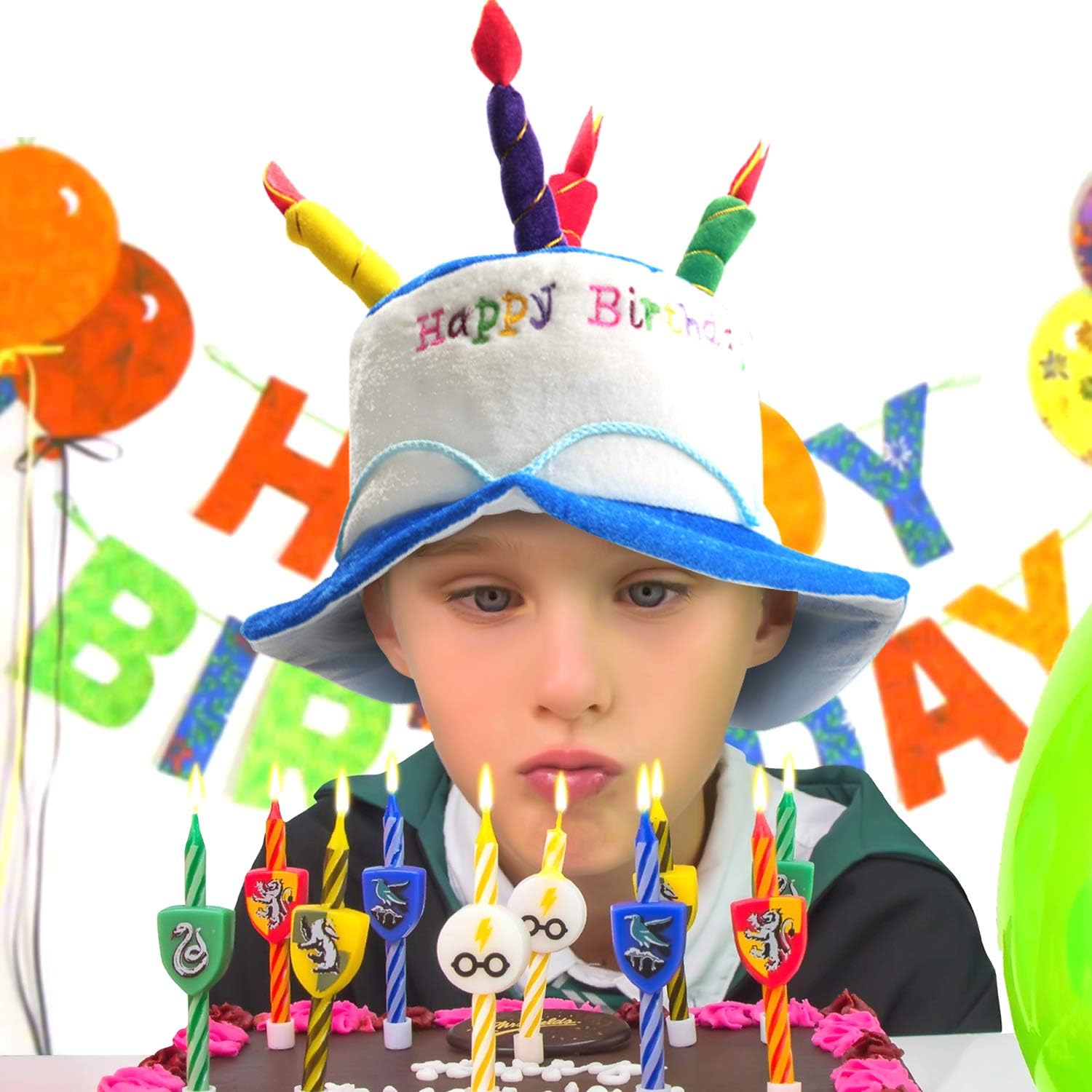 Novelty Place Blue Plush Happy Birthday Cake Hat