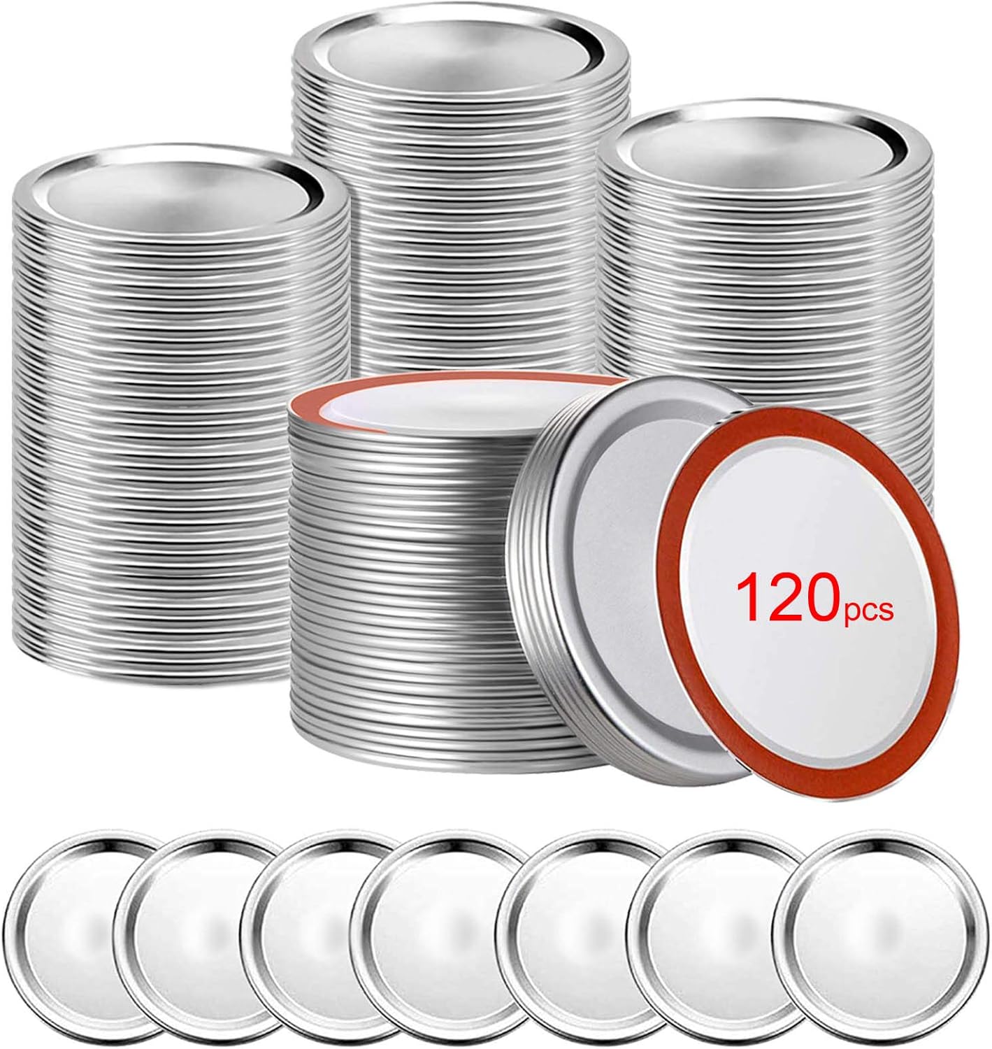 120 PCS Premium Canning Lids for Mason Jars Airtight and Leakproof - Silver