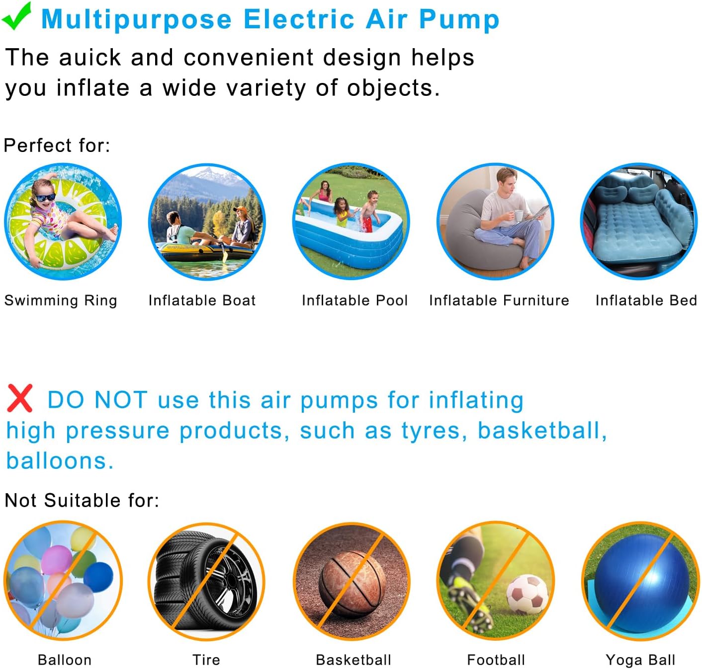 Newpol Electric Air Pump for Inflatable Beds and Pools