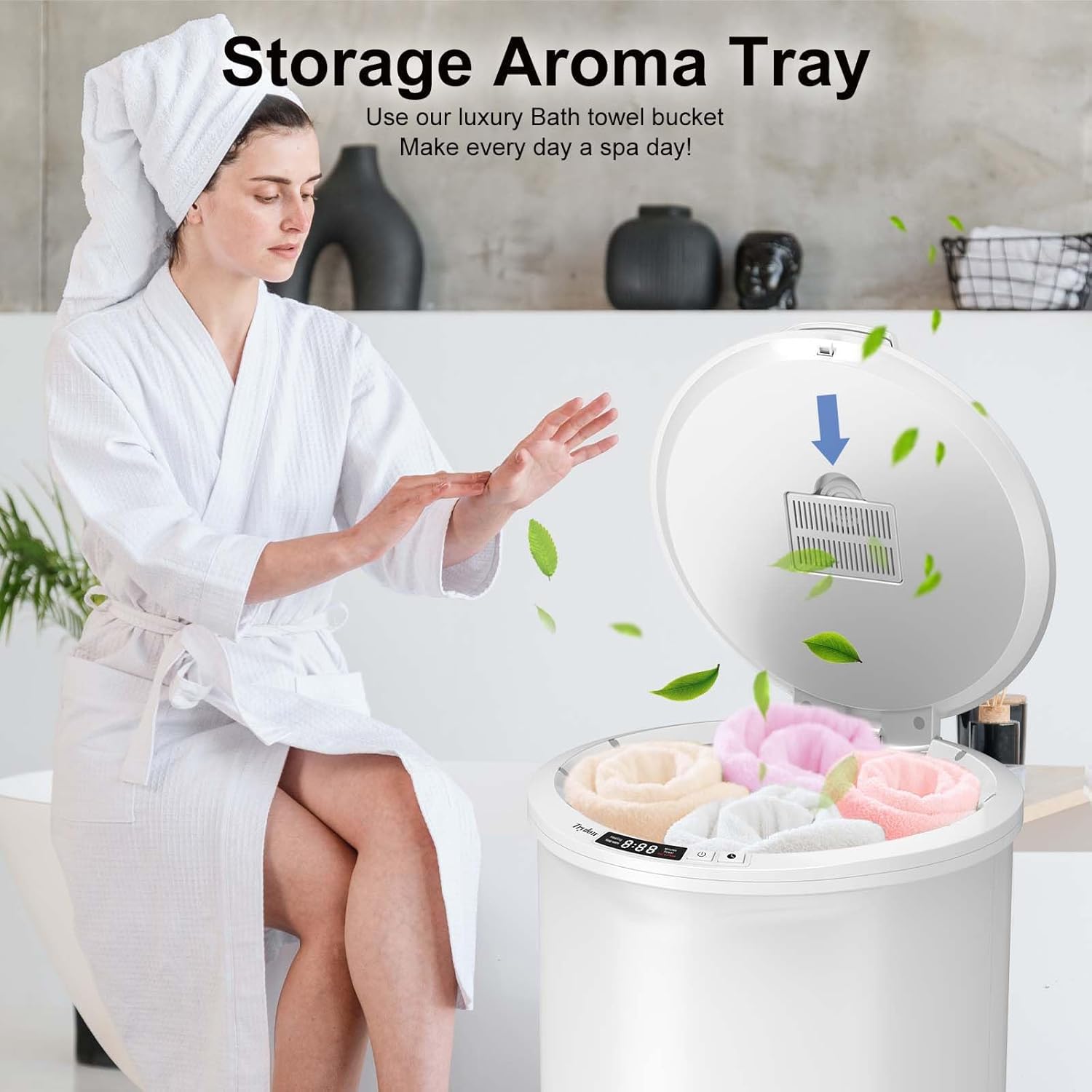 Trydow Ultra Large Capacity Towel Warmer Bucket with Timer and Digital Display