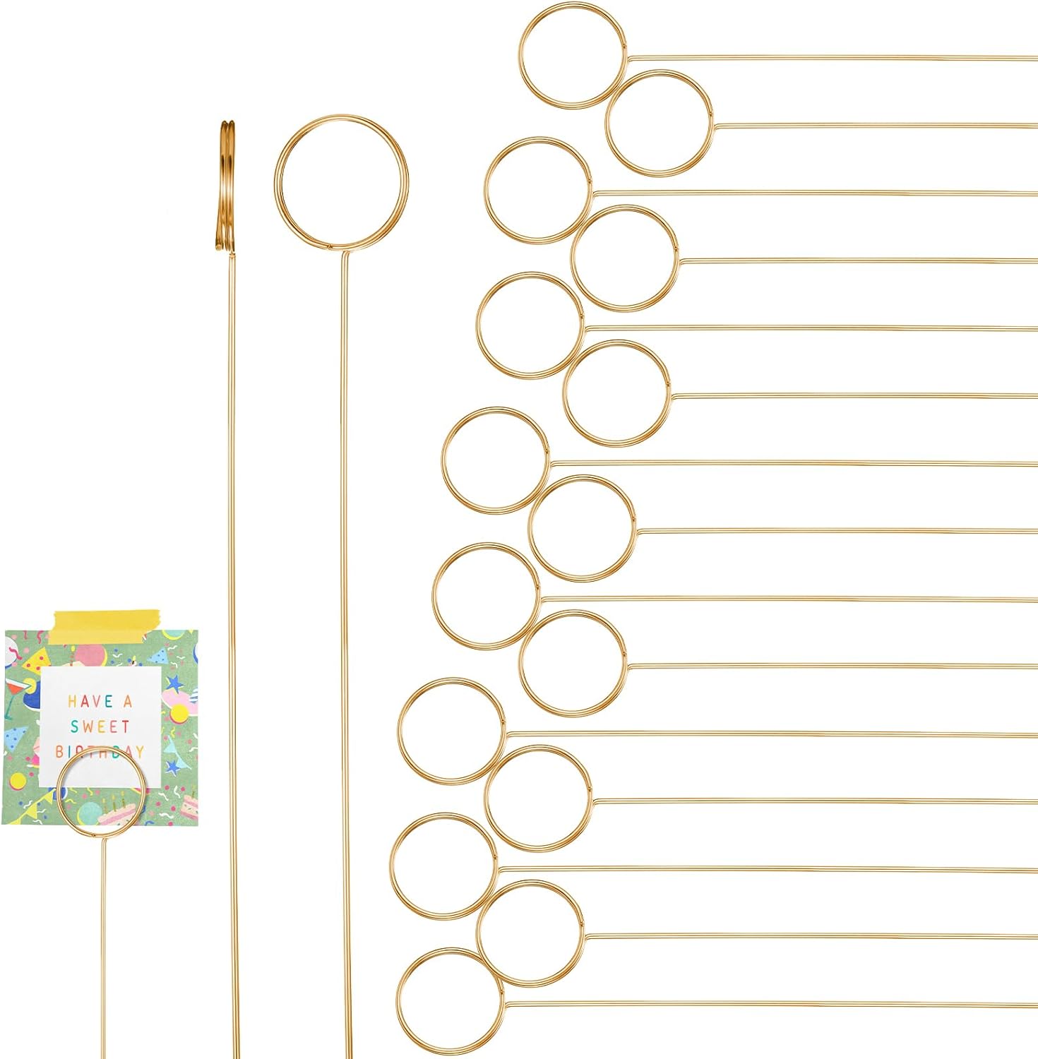 YUXIANLB 40 Pcs Gold Metal Wire Floral Place Card Holders