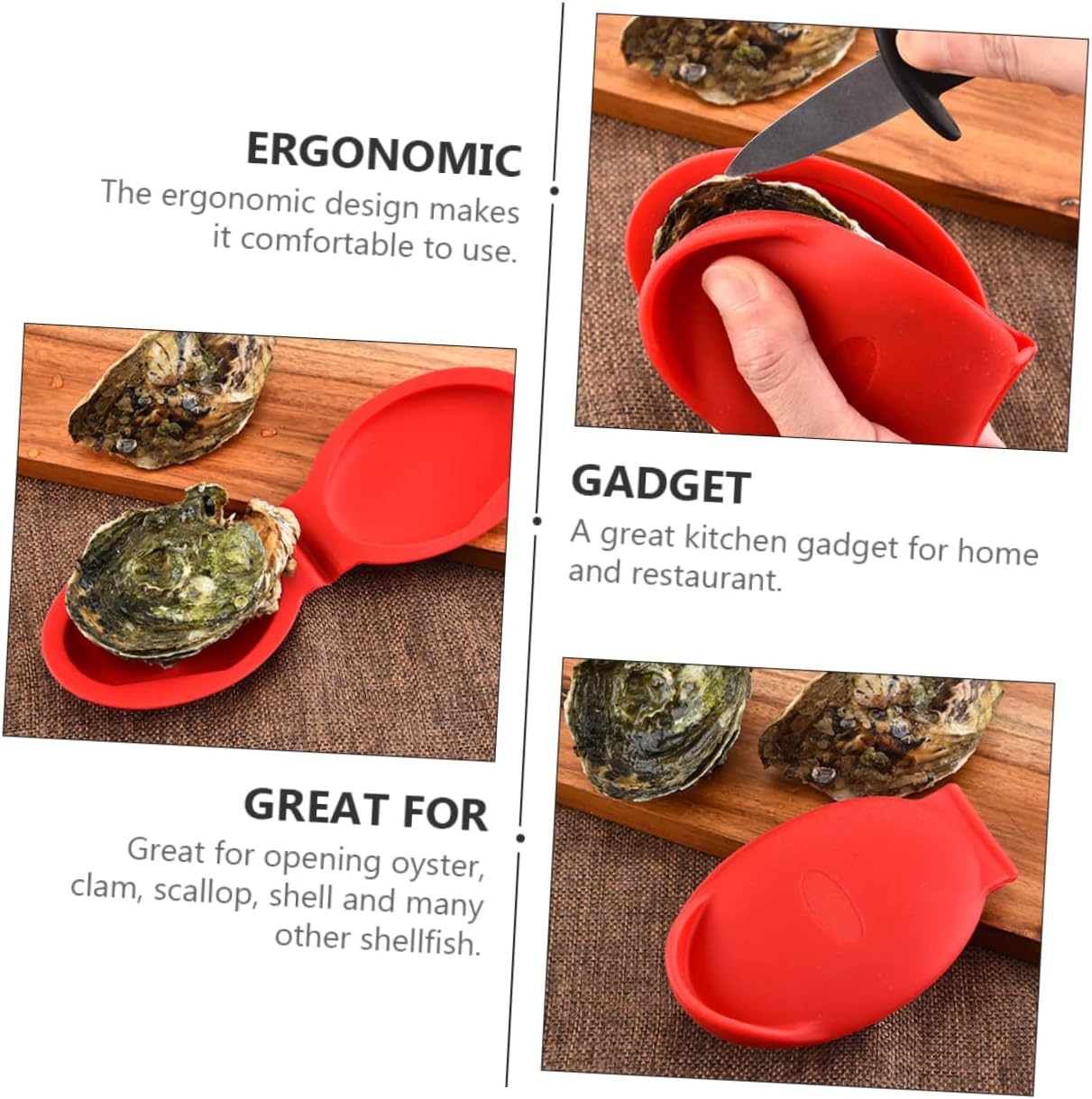 LIFKOME 2 Pcs Oyster Shucking Hand Clips with Silicone Clamps and Seafood Holders