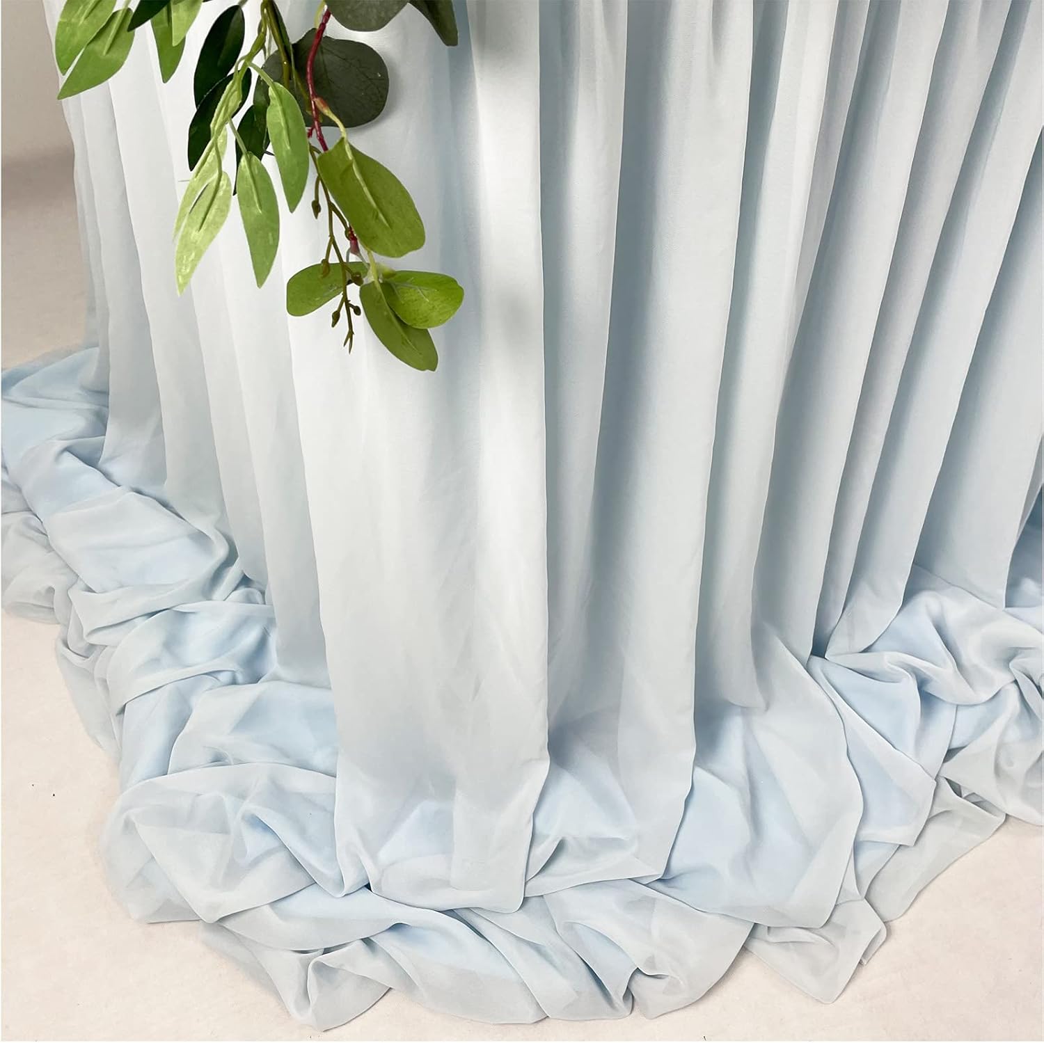 EHLDekol Pooling and Floating Chiffon Table Skirt Blue 14FT