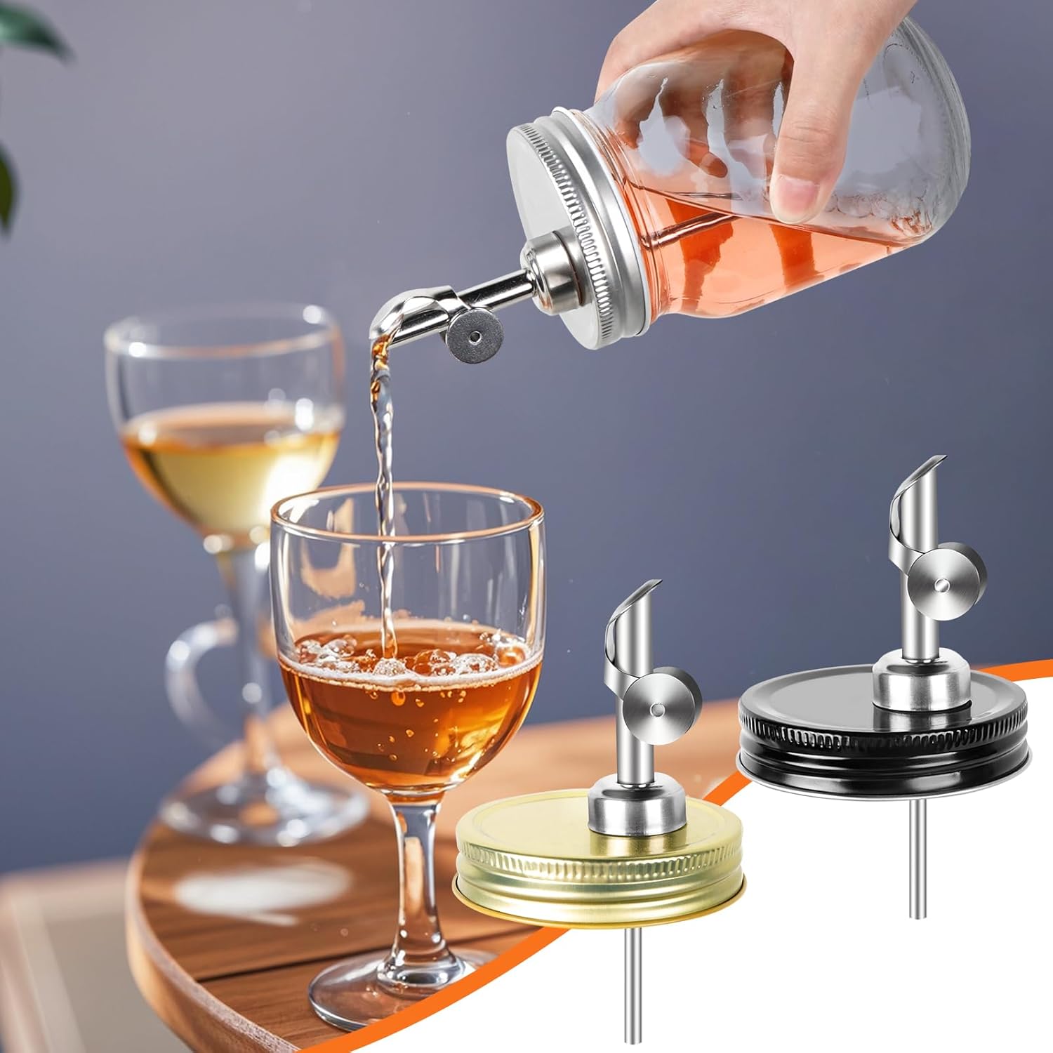 Auto Flip Dispenser Spouts for Mason Jars Black