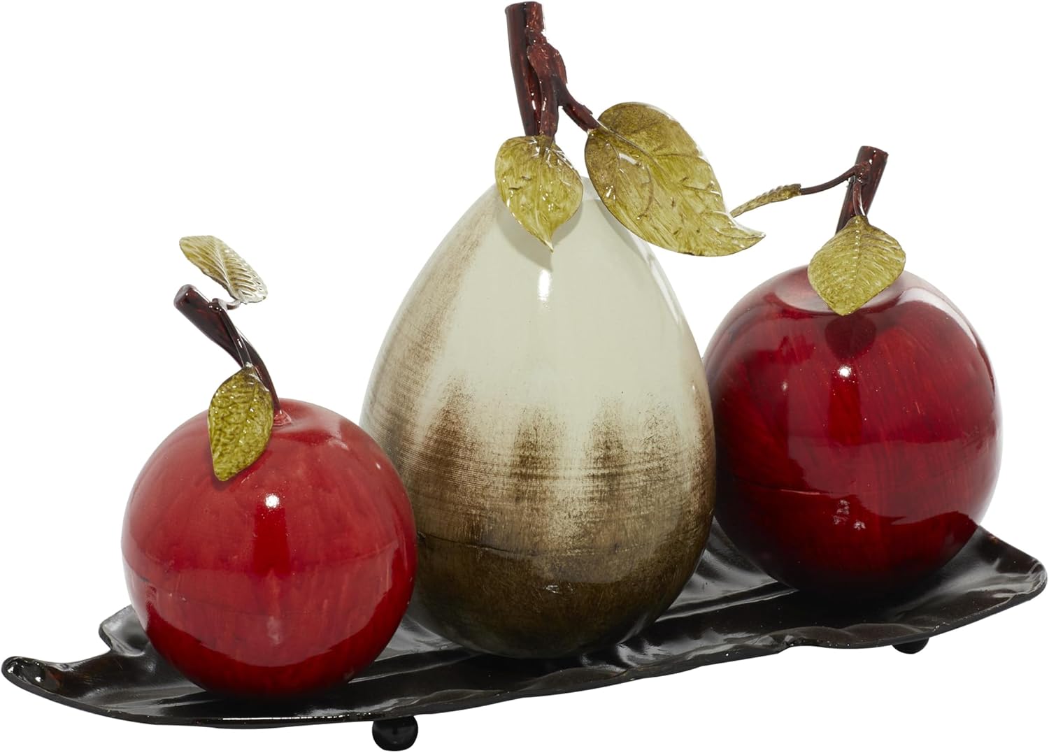 Deco 79 Red Metal Fruit Sculpture Decor Platter