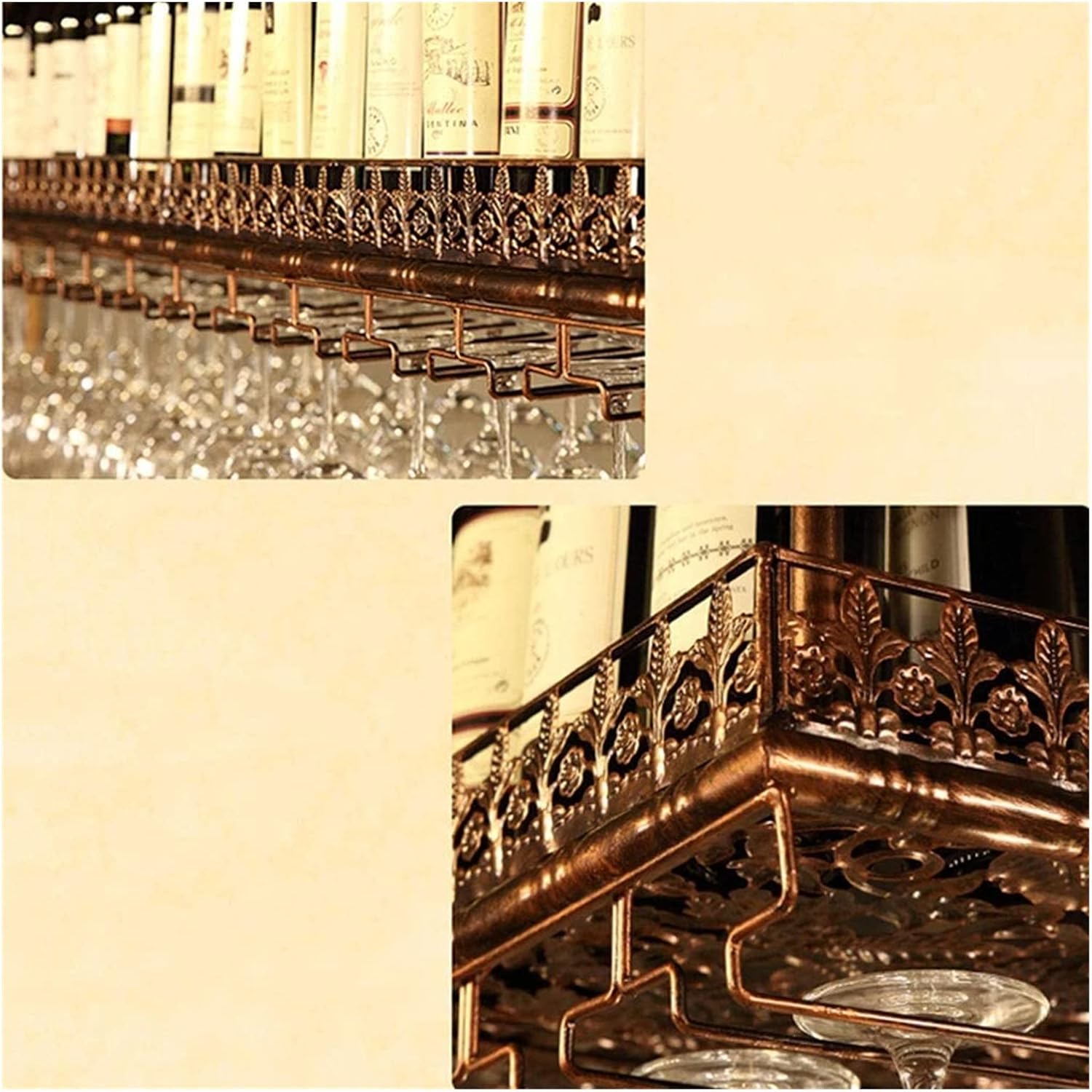 ALDEPO Wall-Mounted Wine Glass Holder Rack Organizer