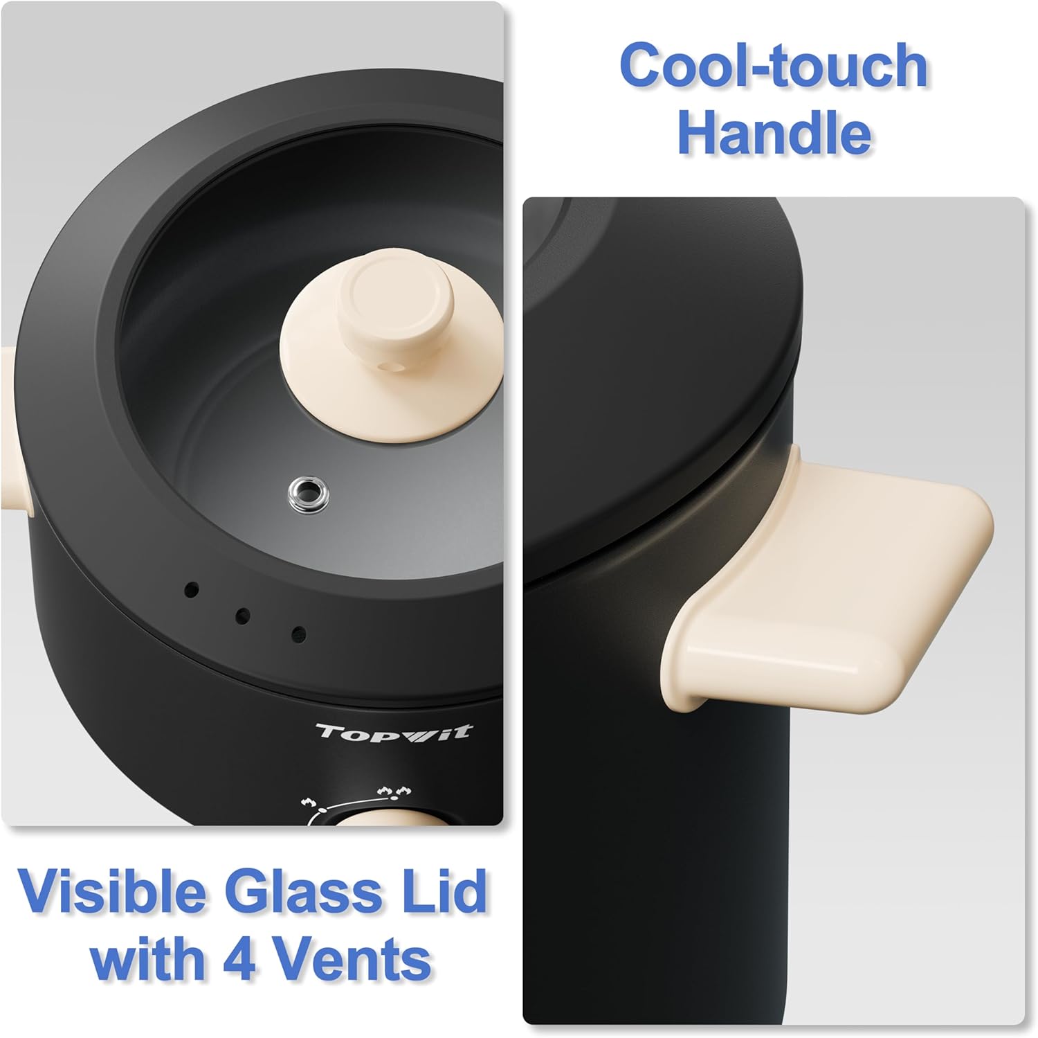 TOPWIT 4L Electric Hot Pot with Non-Stick Coating