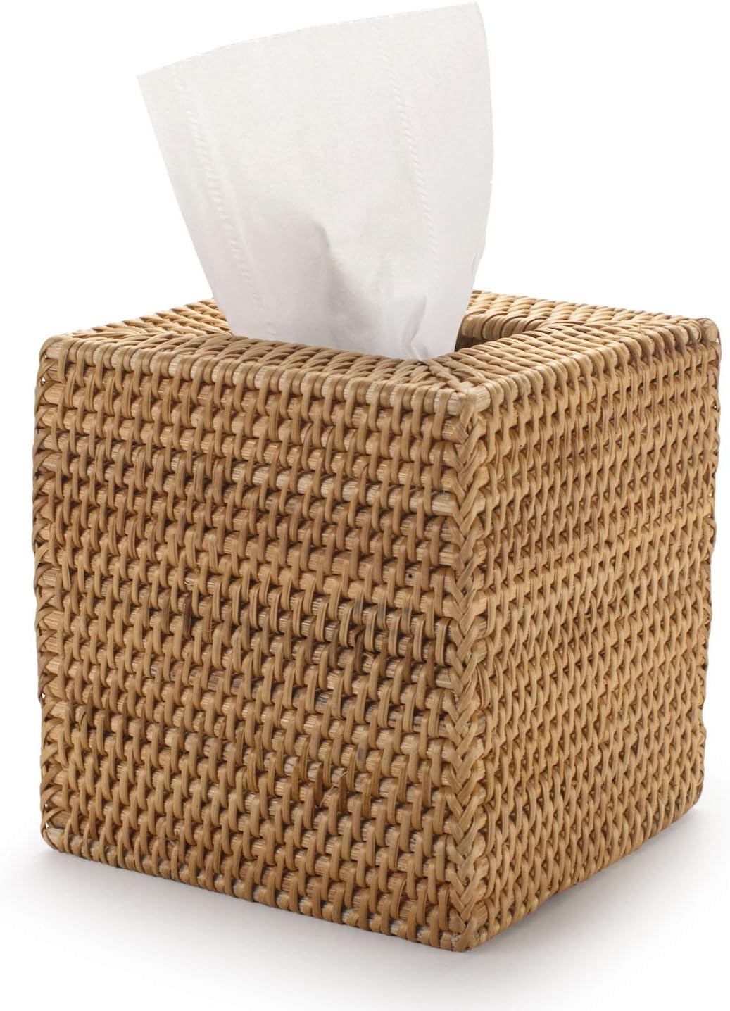 YANGQIHOME Rattan Tissue Box Cover Square Natural