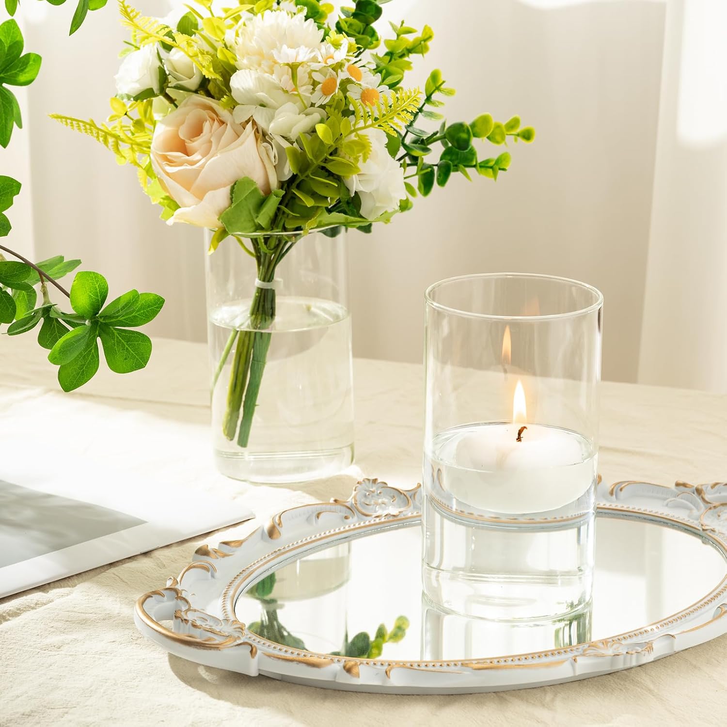 12pcs Glass Cylinder Vases for Centerpieces