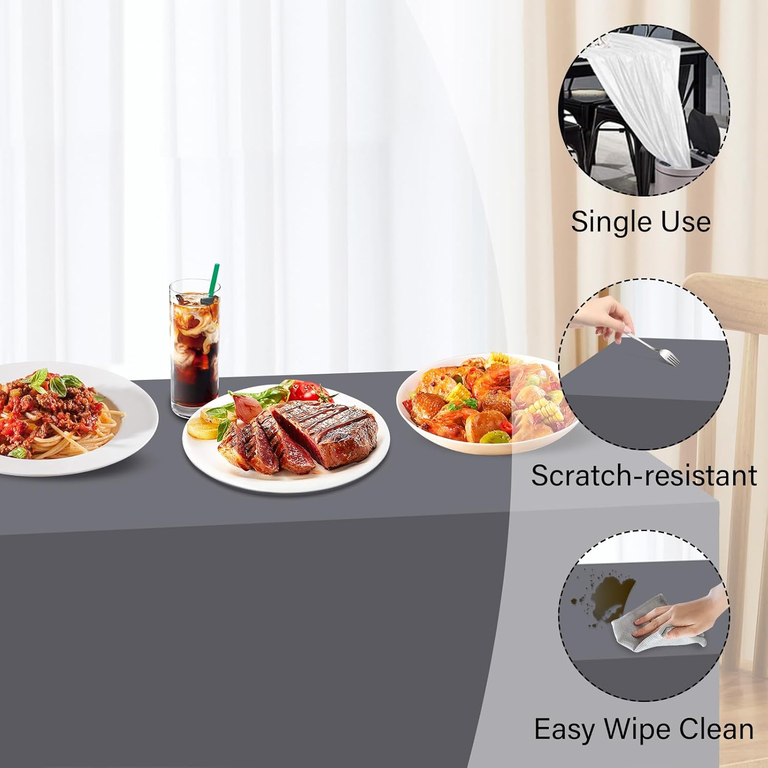 Sundee 3 Pack Premium Disposable Tablecloths 54x108 Rectangle