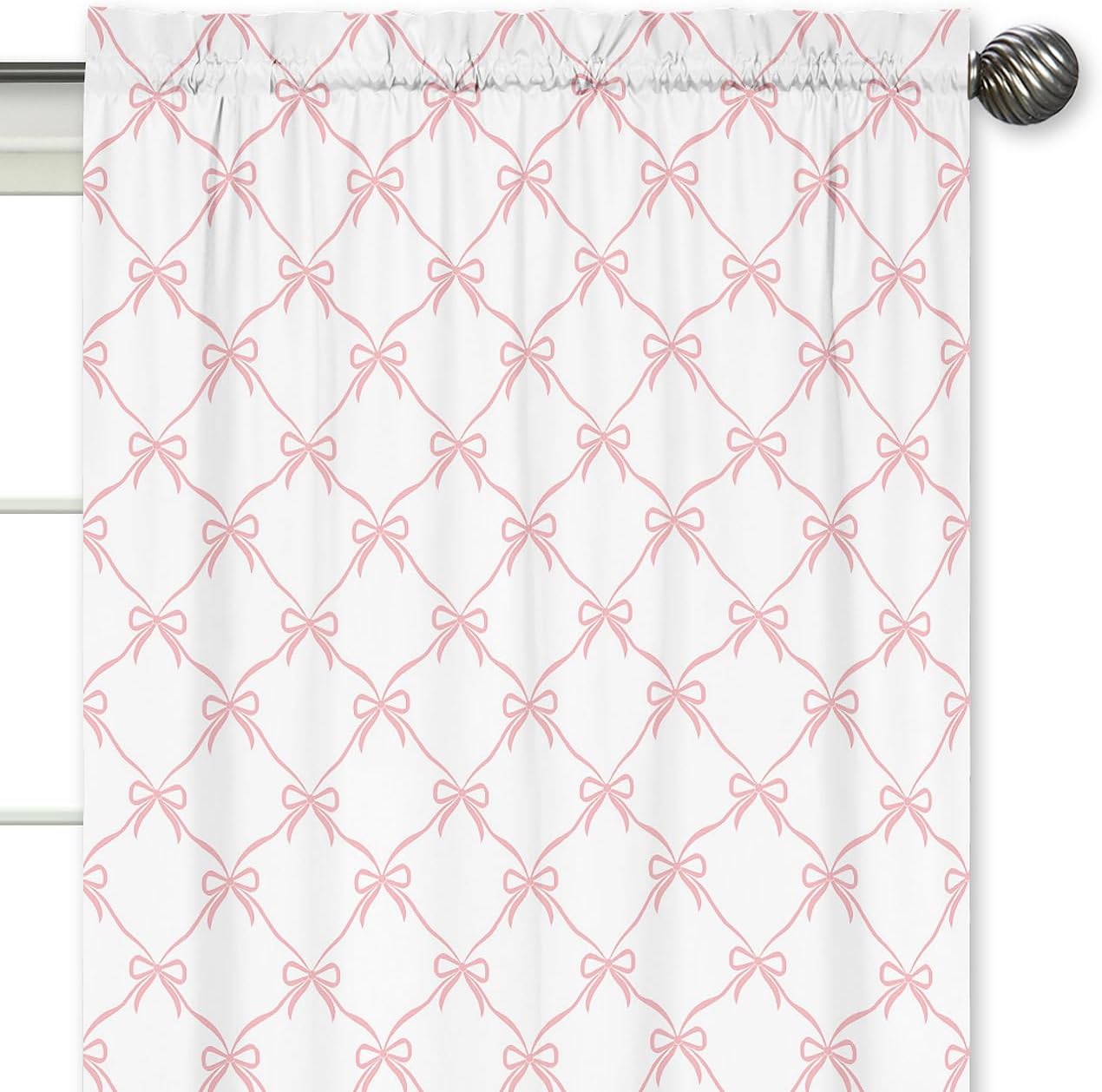 Sweet Jojo Designs 2 Panel Window Curtains 84in Pink Bows