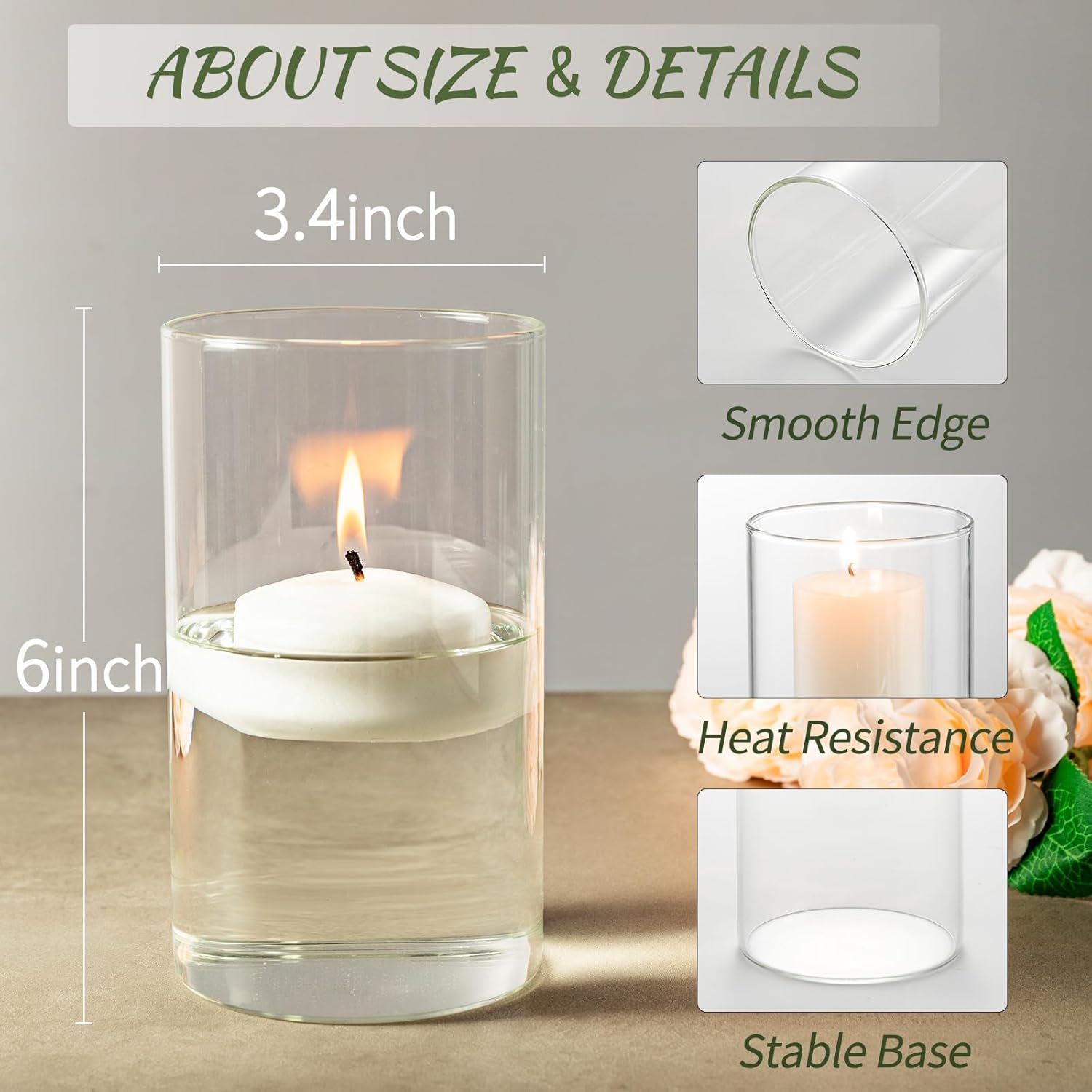 12pcs Glass Cylinder Vases for Centerpieces