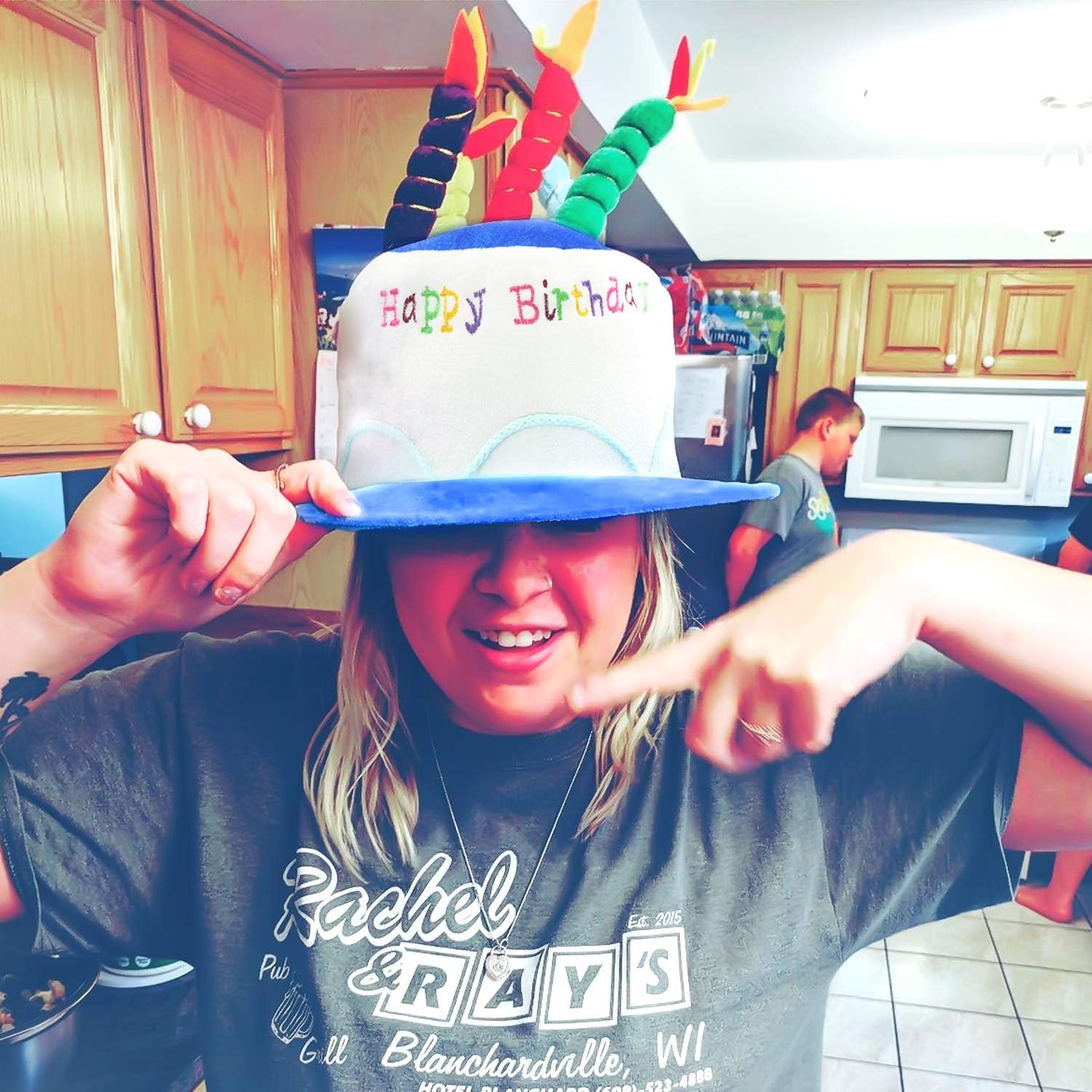 Novelty Place Blue Plush Happy Birthday Cake Hat