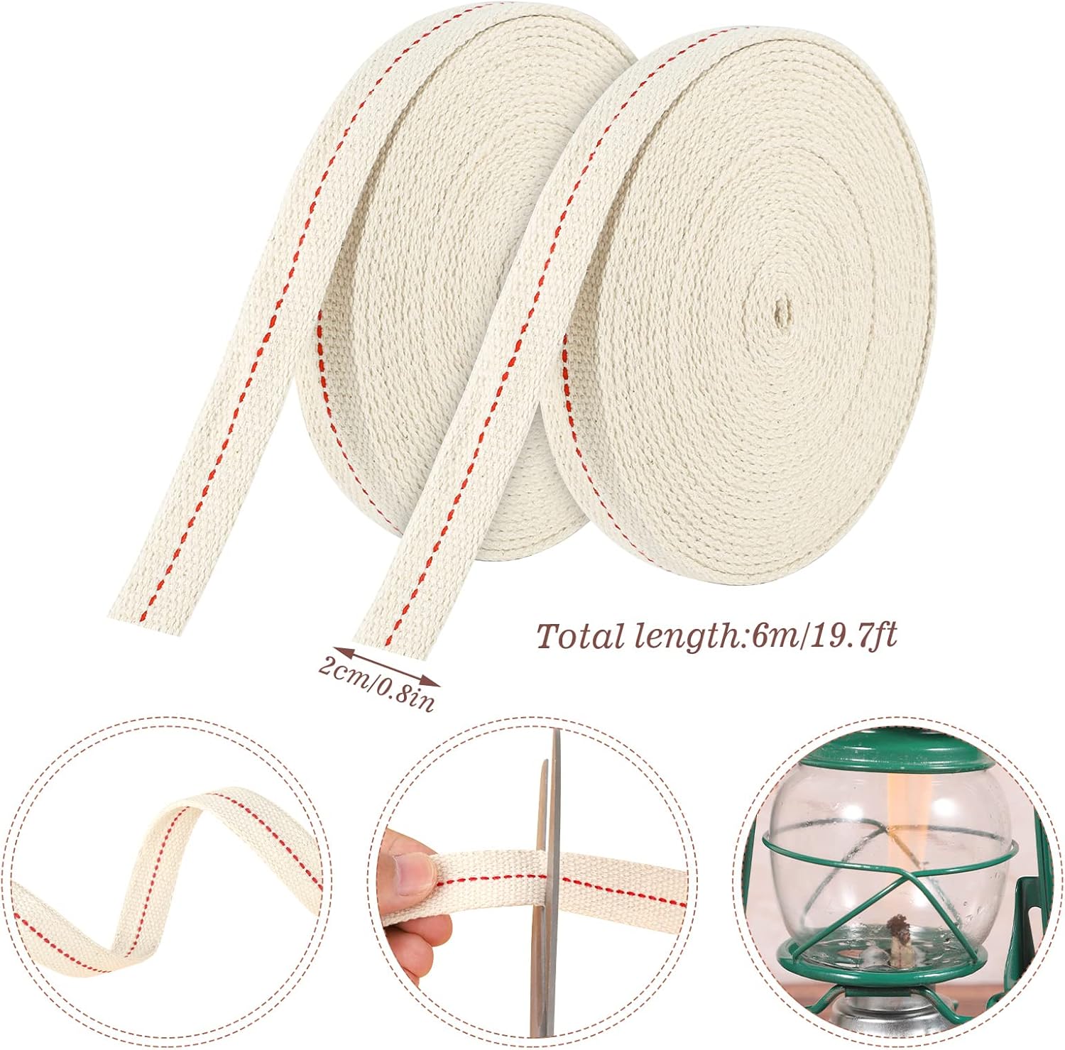 39 Feet Cotton Oil Lamp Wick 2 Rolls 4 5 Inch Replacement