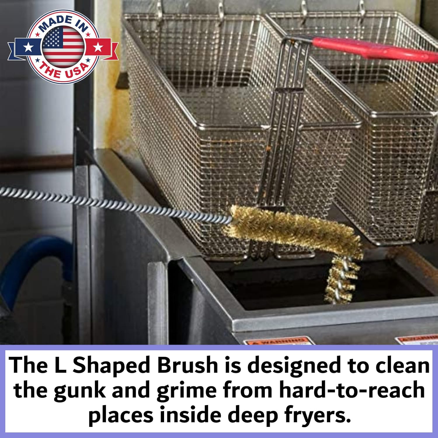 L-Shaped Deep Fryer Cleaning Brush 750F Heat Resistant