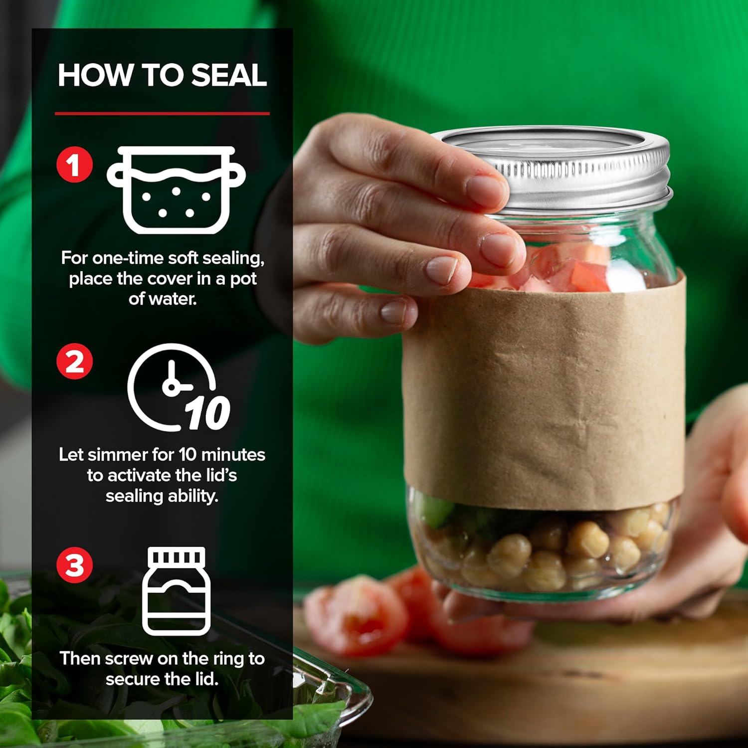 48 Piece Canning Lids with Rings for Mason Jars