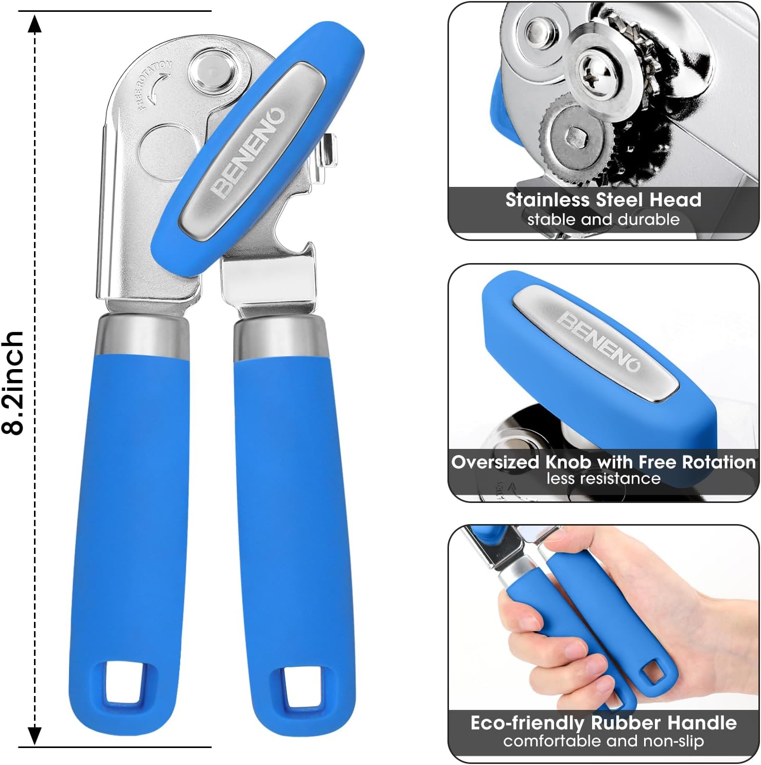 Beneno Manual Can Opener with Magnet and Bottle Opener