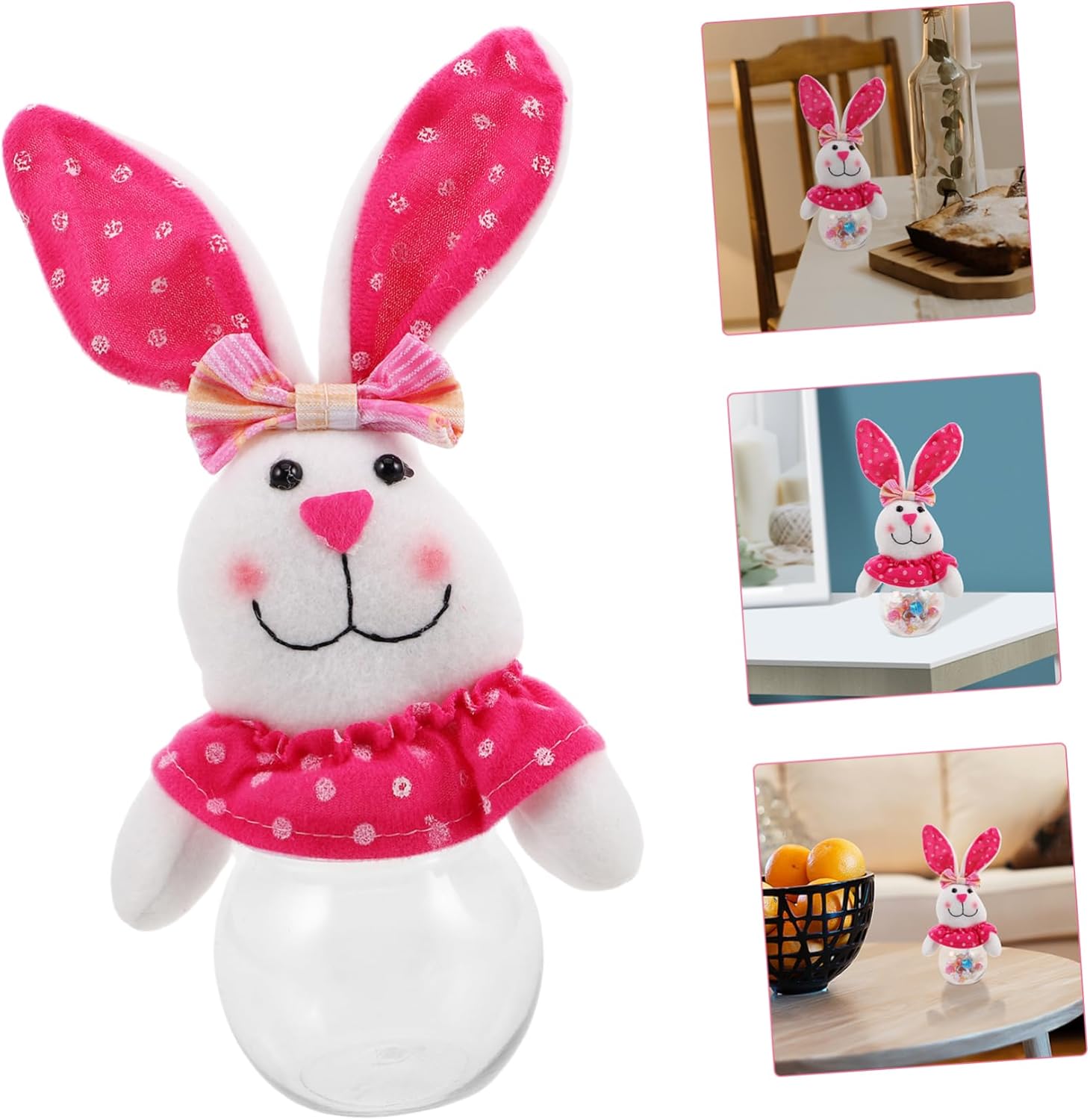 SUPVOX Transparent Bunny Candy Jar for Easter Treats
