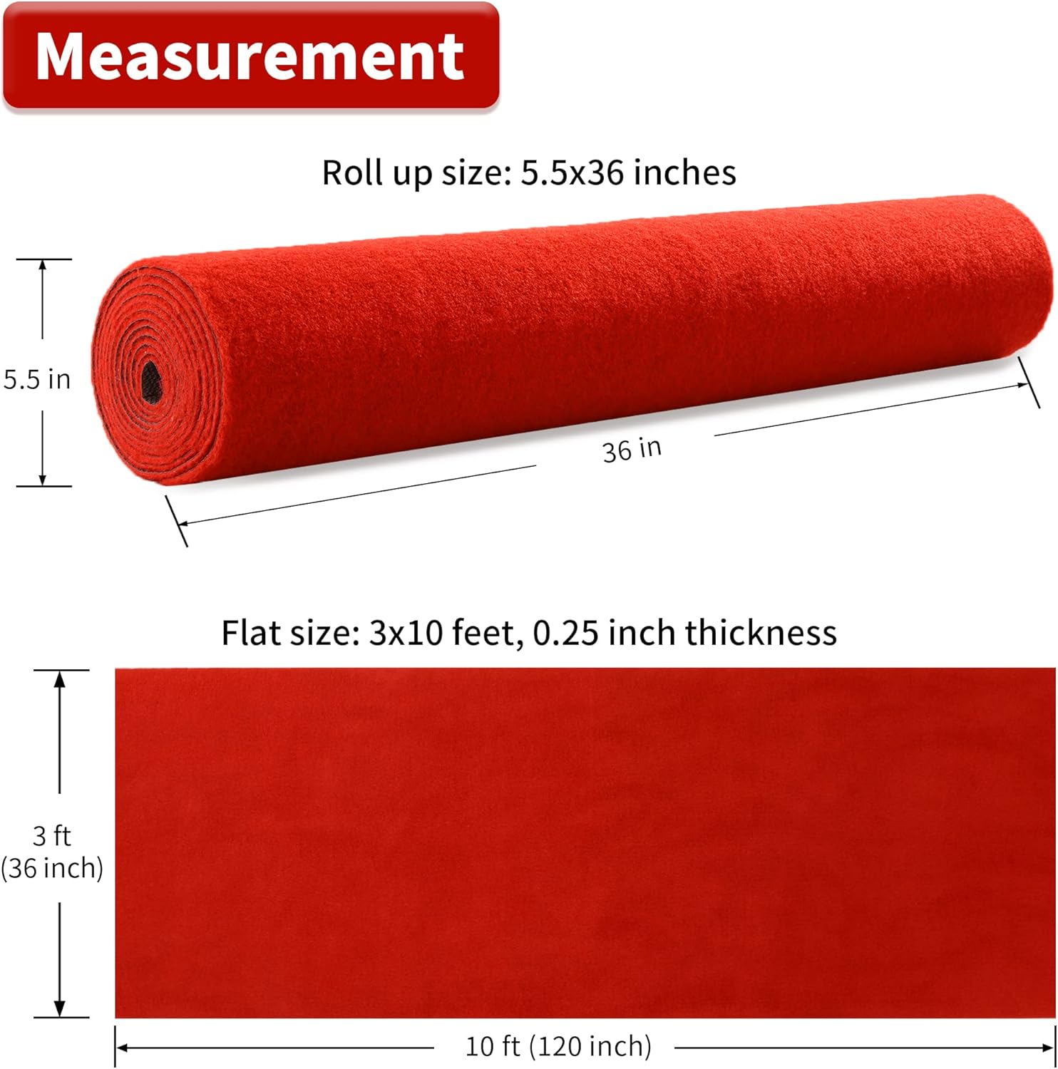 HOMBYS Extra Thick Red Carpet Runner 3x10 ft for Events