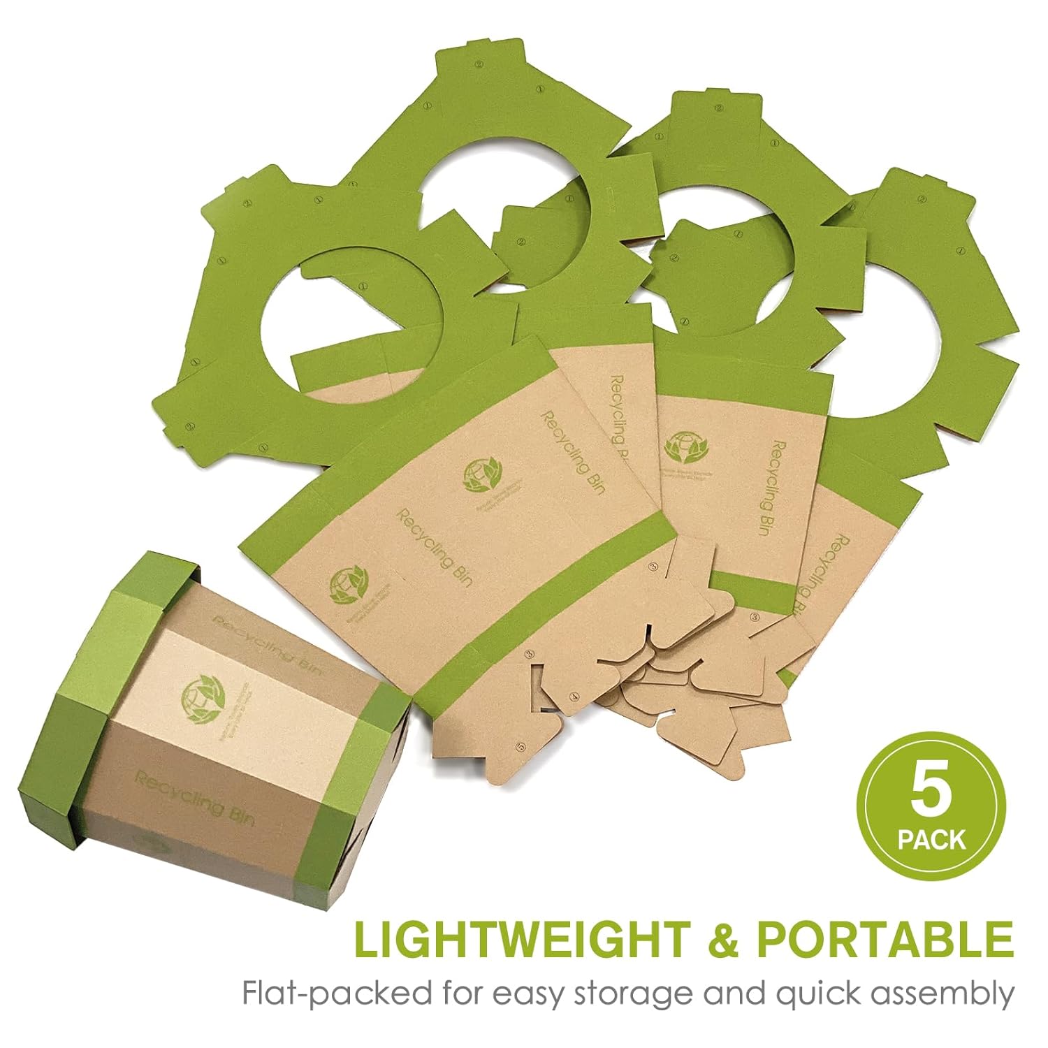 QIMATOP 5 Pack Cardboard Trash Cans 3 Gallon Reusable Foldable