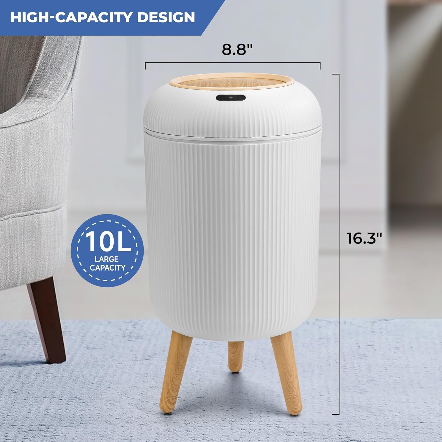 Pukomc Smart Sensor Wastebasket for Kitchen Bathroom Bedroom