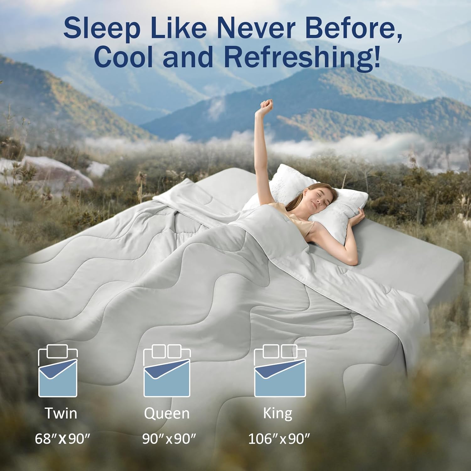 Cooling Blanket Comforter for Hot Sleepers - Full Queen Silver Gray