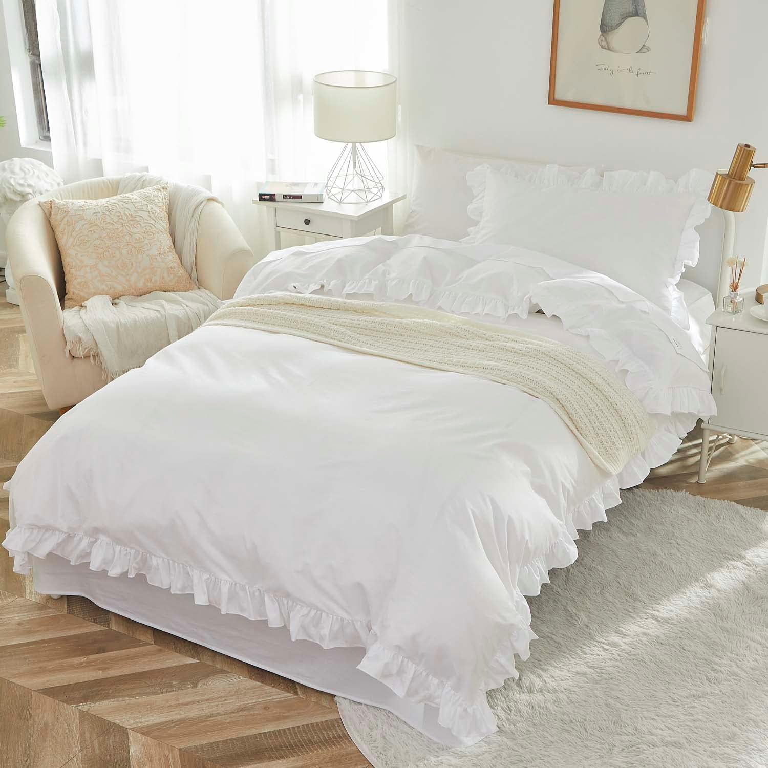 Brandream Kids Duvet Cover Set Twin White 2pcs