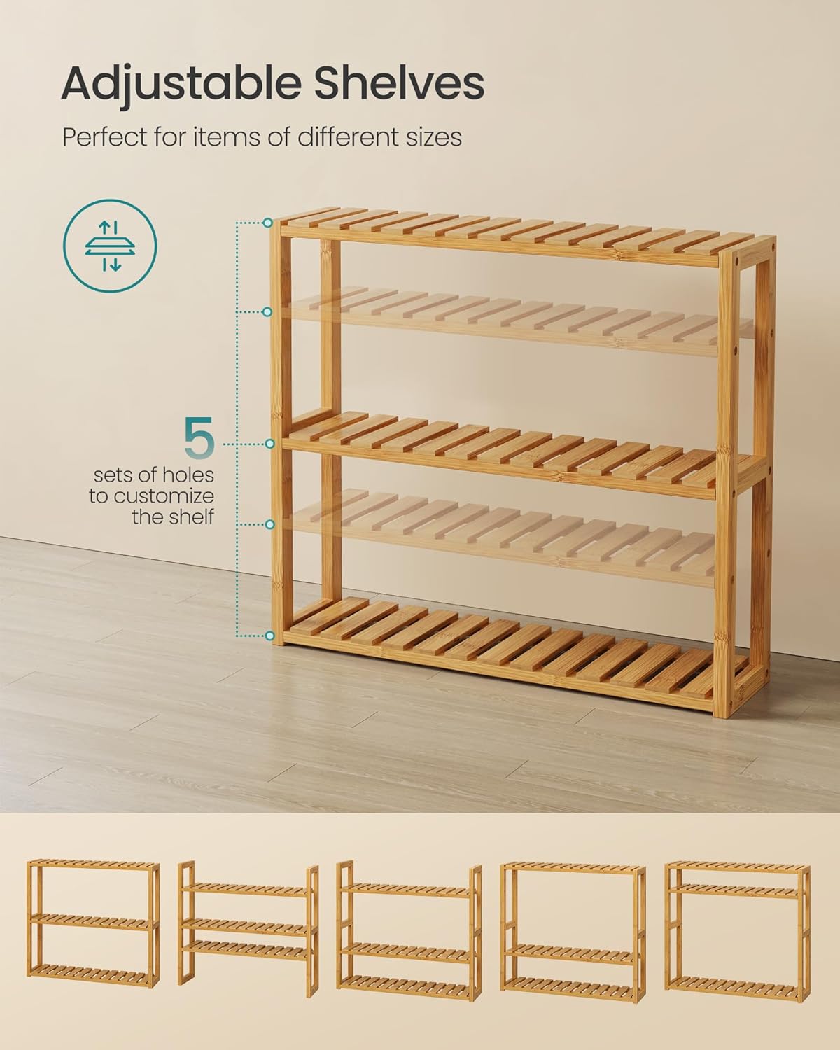 3-Tier Bamboo Storage Rack for Bathroom
