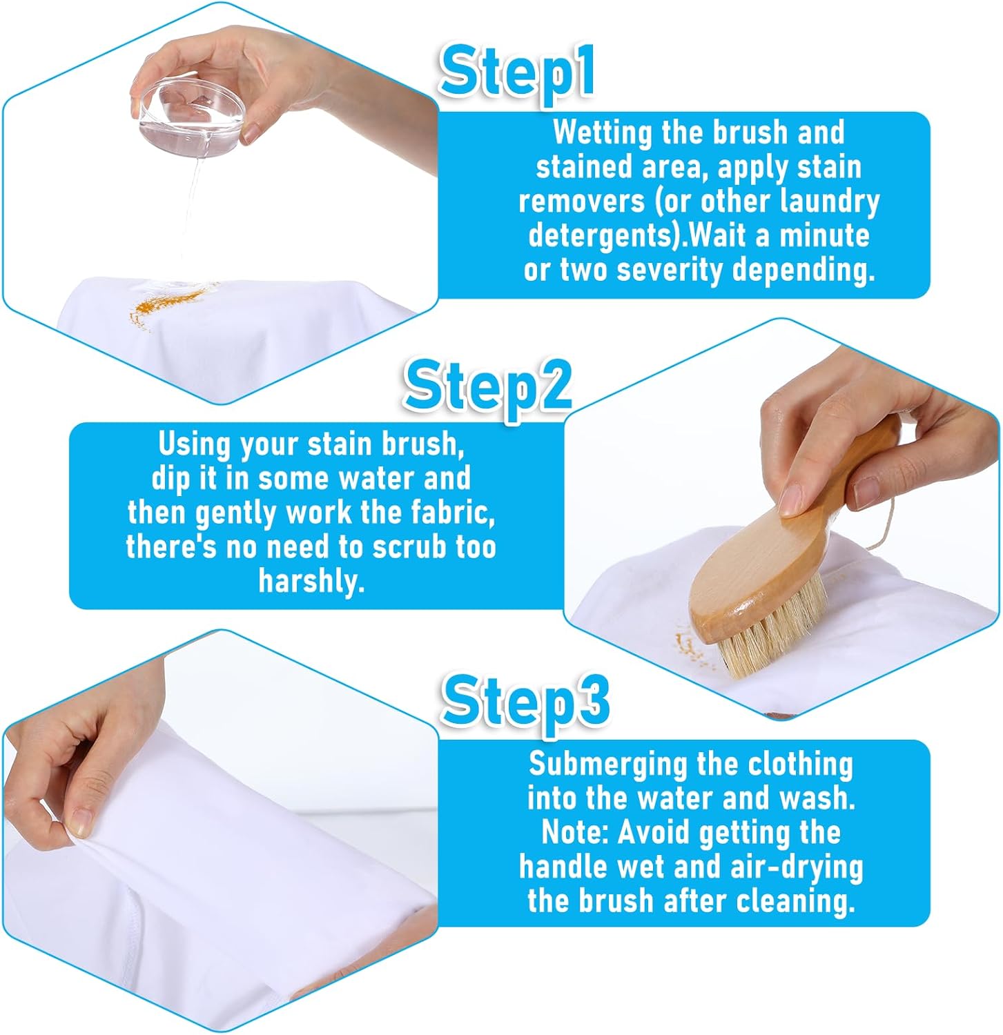 Ouligay Laundry Stain Brush for Delicate Fabrics and Shoes