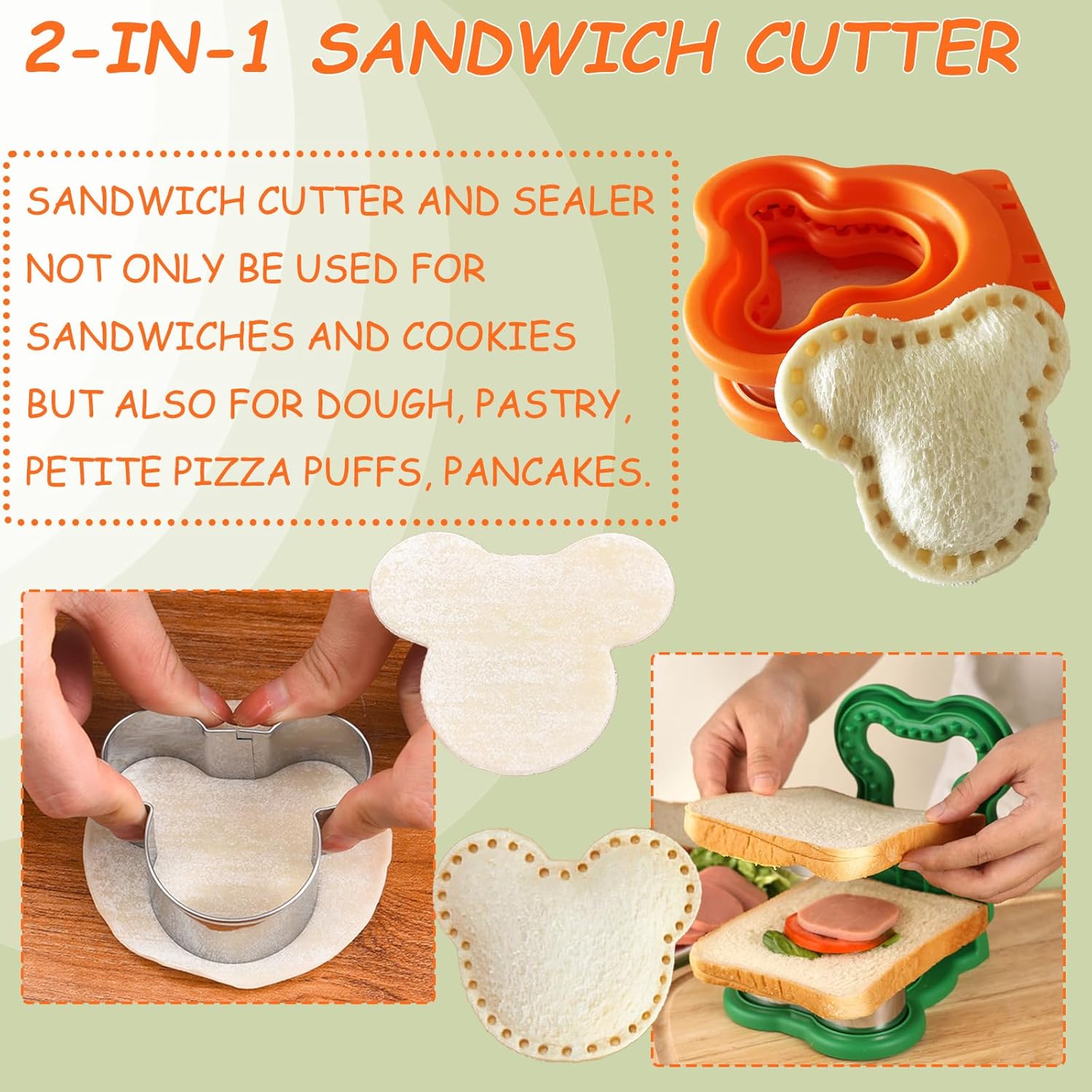 Sandwich Cutter and Sealer for Kids and Adults Orange