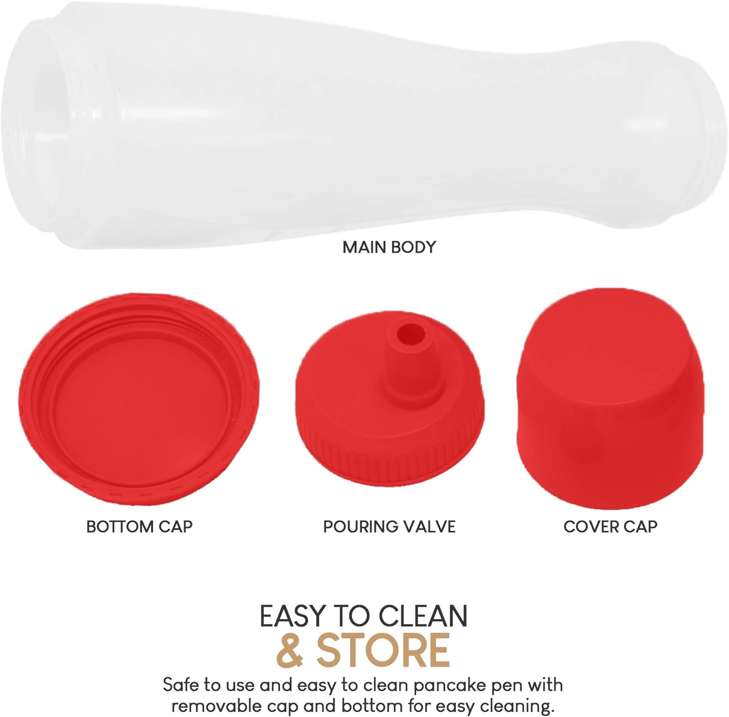 EXULTIMATE Pancake Batter Dispenser Pen 3 Cup Capacity Red