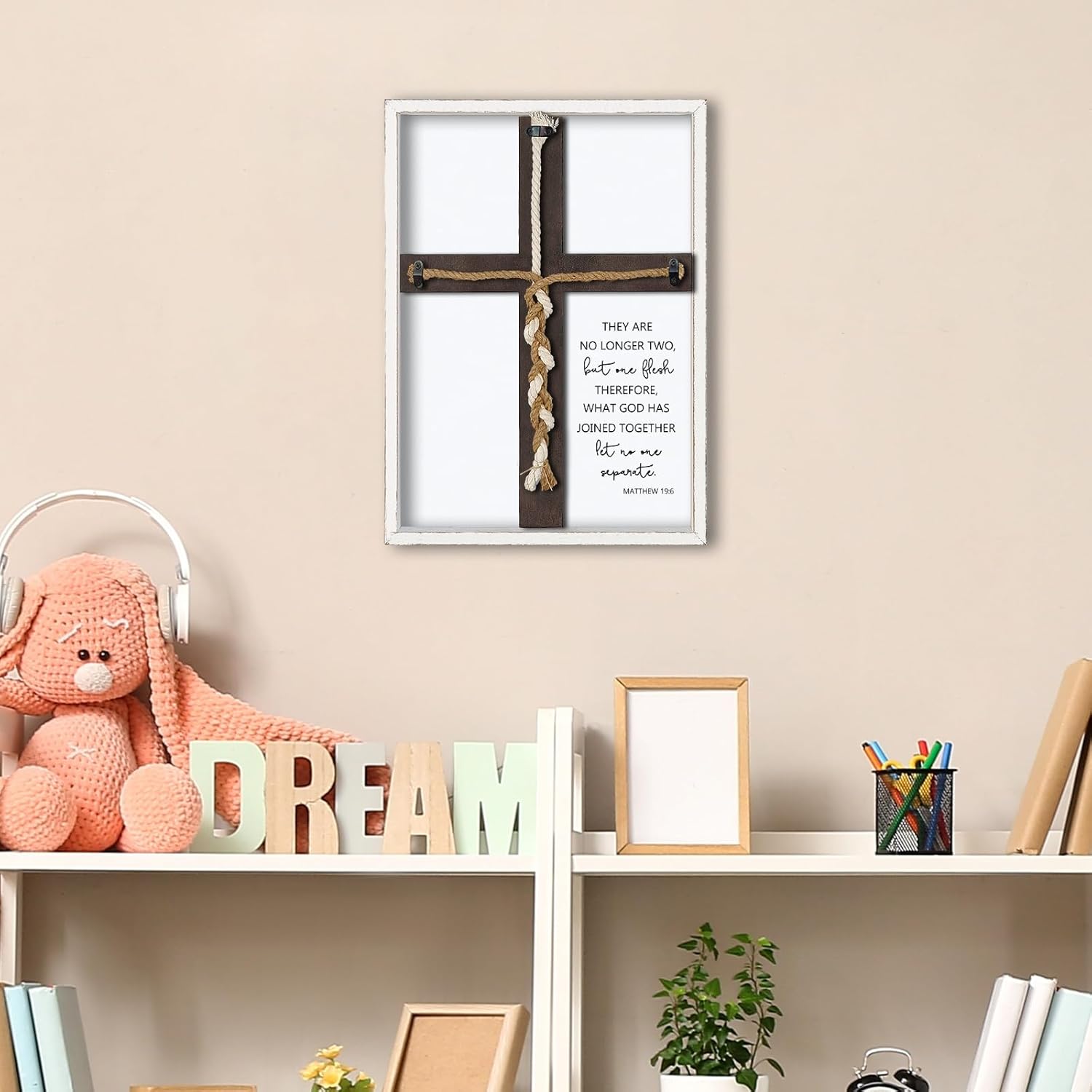 Matthew 196 Unity Cross Wedding Sign Wall Decor White